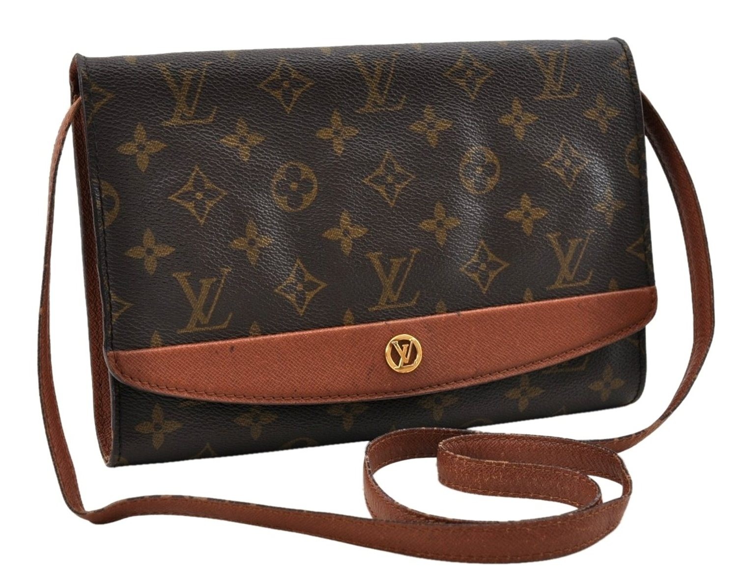 Authentic Louis Vuitton Monogram Bordeaux M51798 2Way Shoulder Clutch Bag AB586
