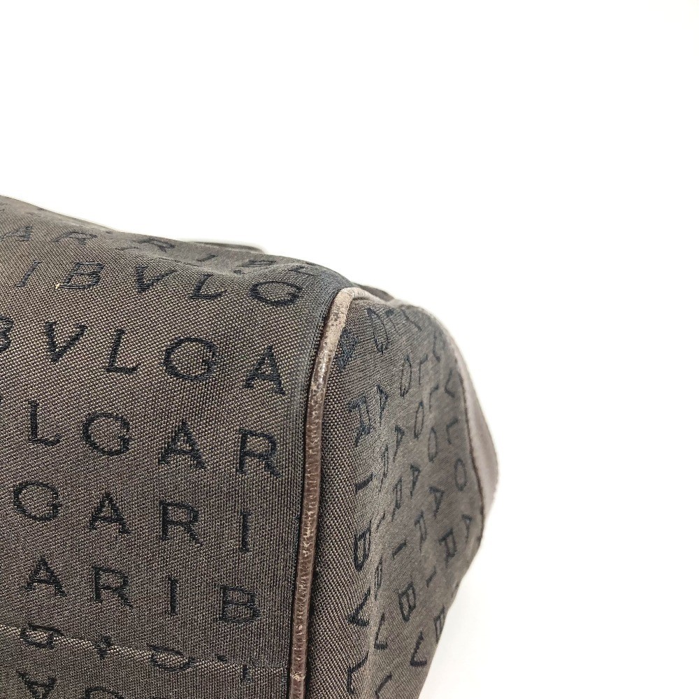 BVLGARI Logo Mania Mini Boston Bag Bag Tote Handbag Brown Unisex Used