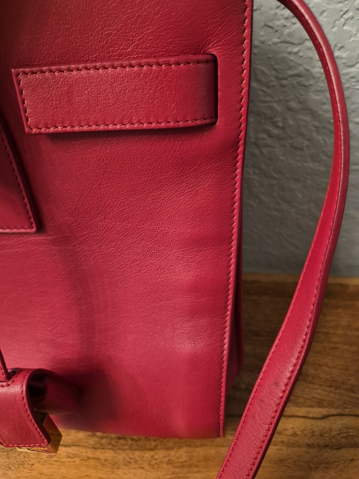 Saint Laurent Sac Du Jour. Red. SMALL! Calfskin Leather. Pristine!