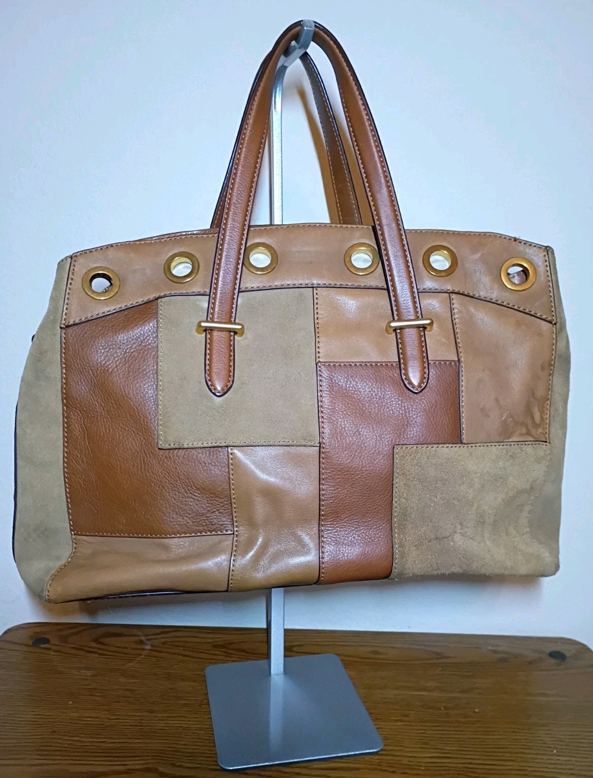 Rare Ralph Lauren Sample Development Leather Suede Tote Bag Cognac Brown LRL