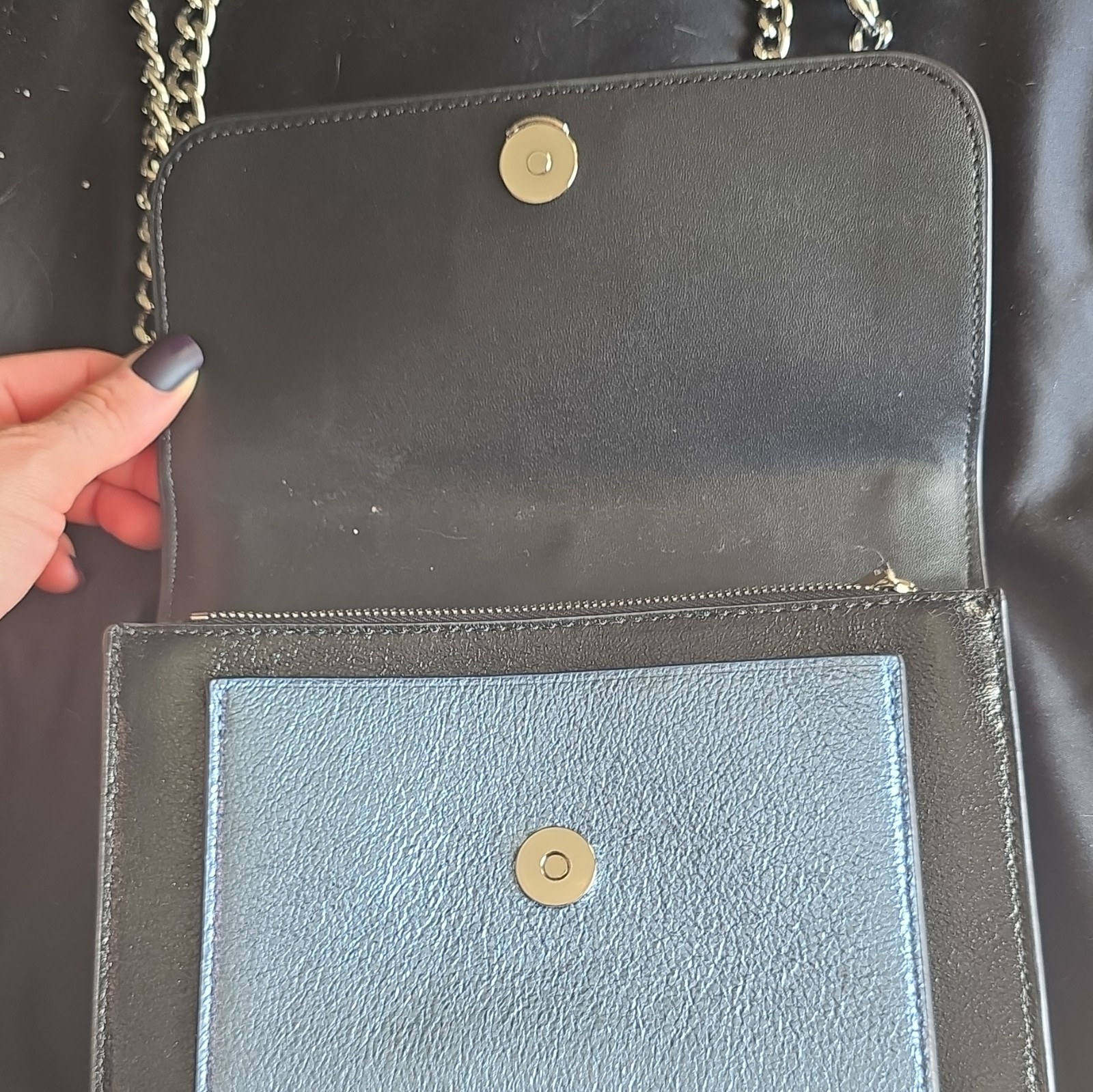 kate spade new york Black Small Flap Crossbody, Gold Chain Strap, Mag Cl