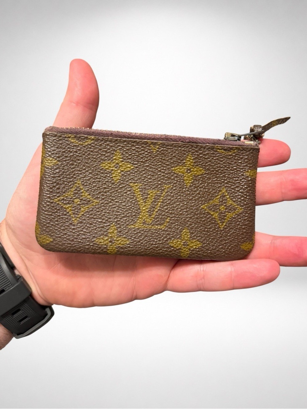 Louis Vuitton Authentic Monogram Pochette Cles Key Pouch Coin Purse Key Holder