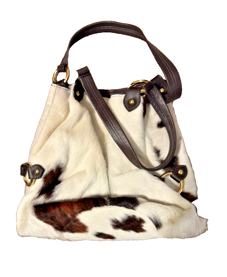 Maurizio Taiuti Italian calf hair leather hobo bag cowhide design great cond.
