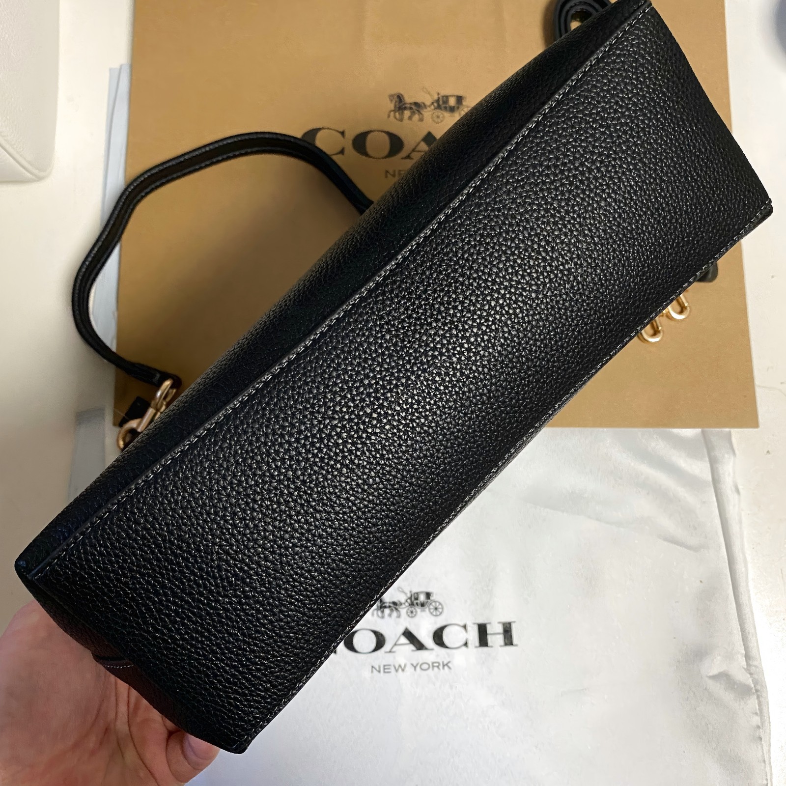 COACH CR148 Laurel Shoulder Bag Soft Pebble Leather Black Outlet FREESHIPPING