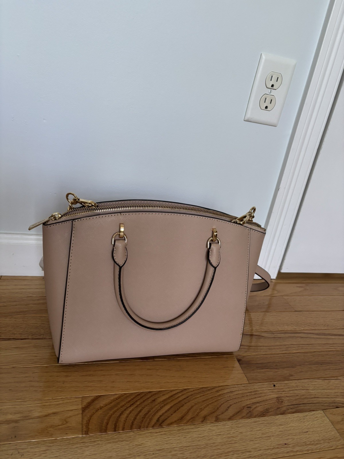 MICHAEL KORS SELMA LARGE TAN SAFFIANO LEATHER SATCHEL BAG NWOT