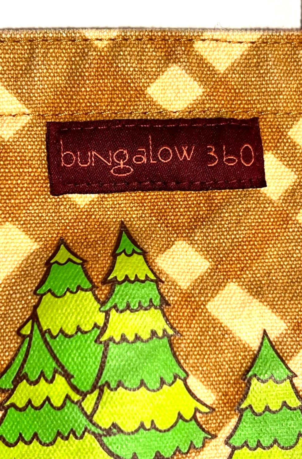 BUNGALOW 360 Yellow Plaid Bag DOG CAT BICYCLE Forest REVERSIBLE CANVAS TOTE