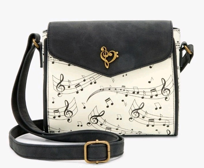 NEW Musical Notes Classic Musical Crossbody Bag With Enamel Heart Musical ART
