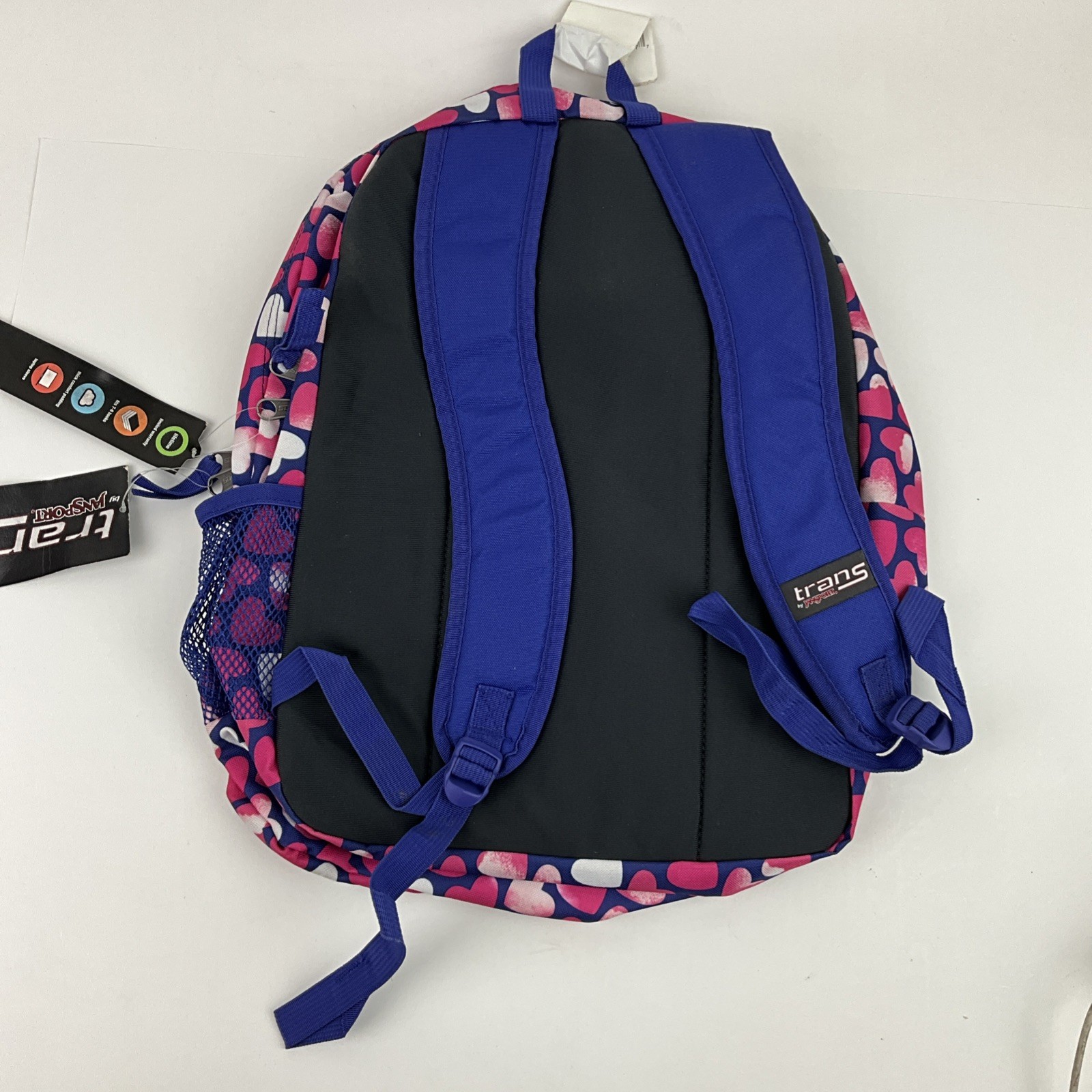 Trans by JanSport Backpack Supermax Laptop Sleeve Womens Large Multi Faded Heart