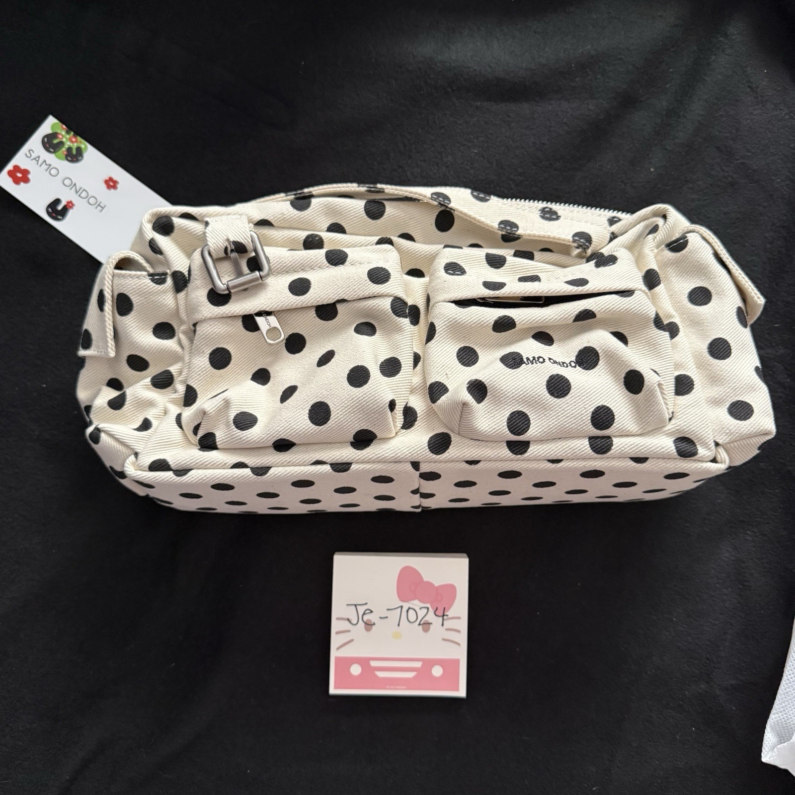 [Samo Ondoh] Pocket Utility Bag M – Polka small Dot White