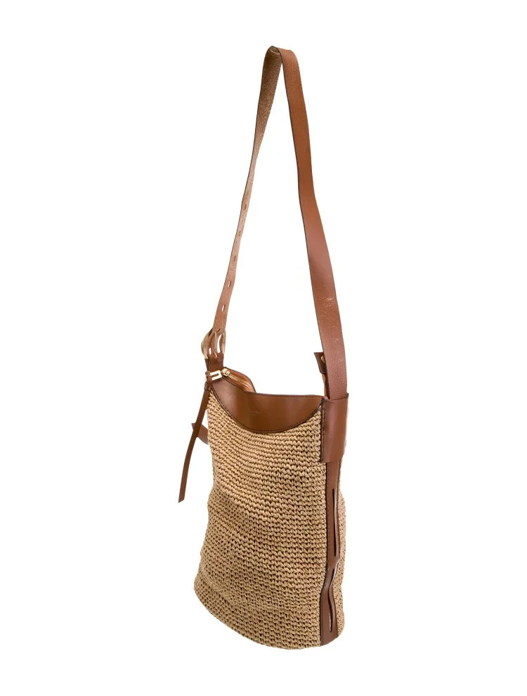 rag & bone Belize straw & leather GOLD bucket bag Adjustable Cross Body-Shoulder