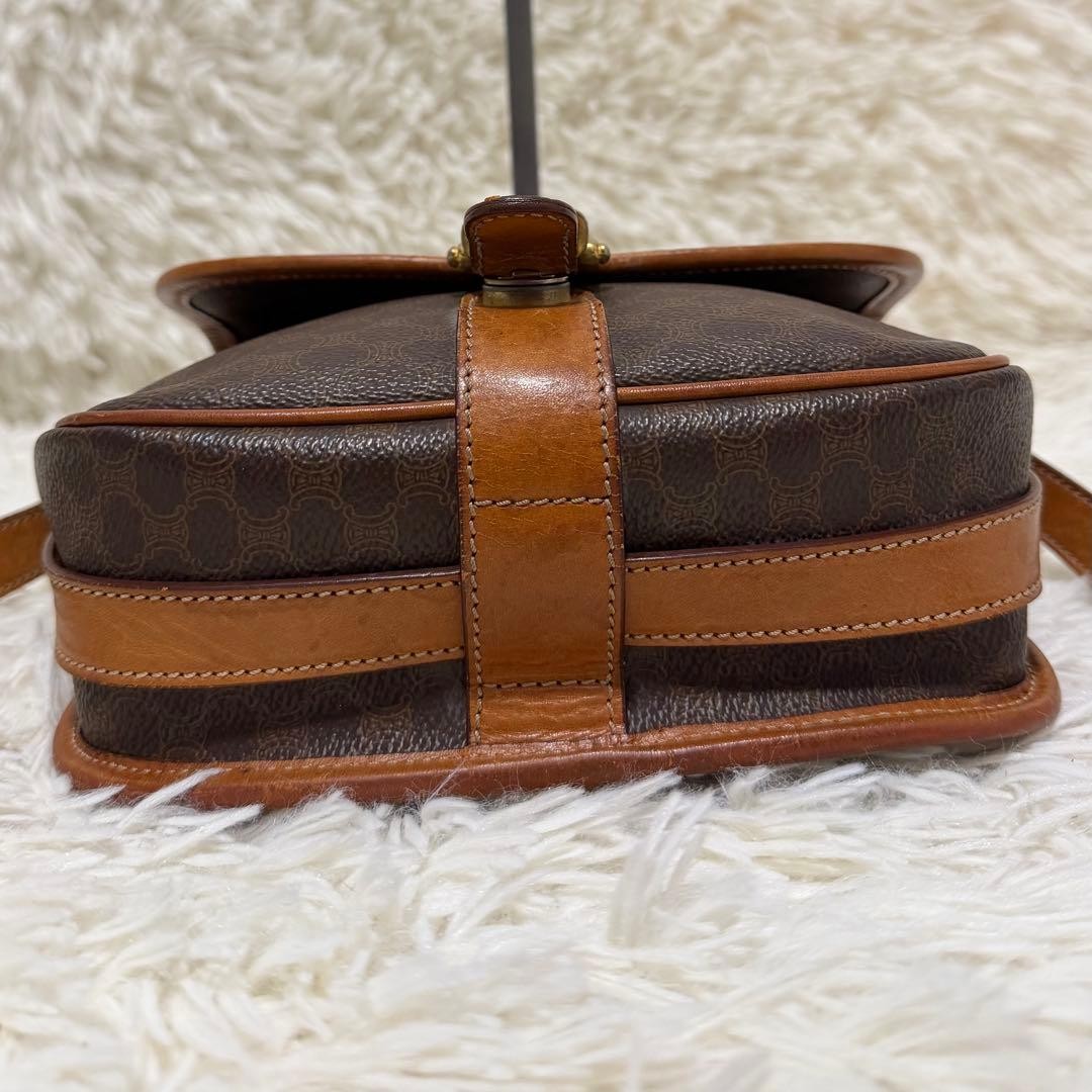 Celine Triomphe Macadam Shoulder Bag PVC Leather Brown Rare Vintage Classic