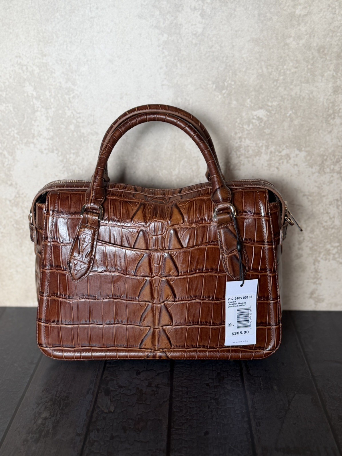 BRAHMIN Micaela Satchel Leather CHESTNUT MARANA $385