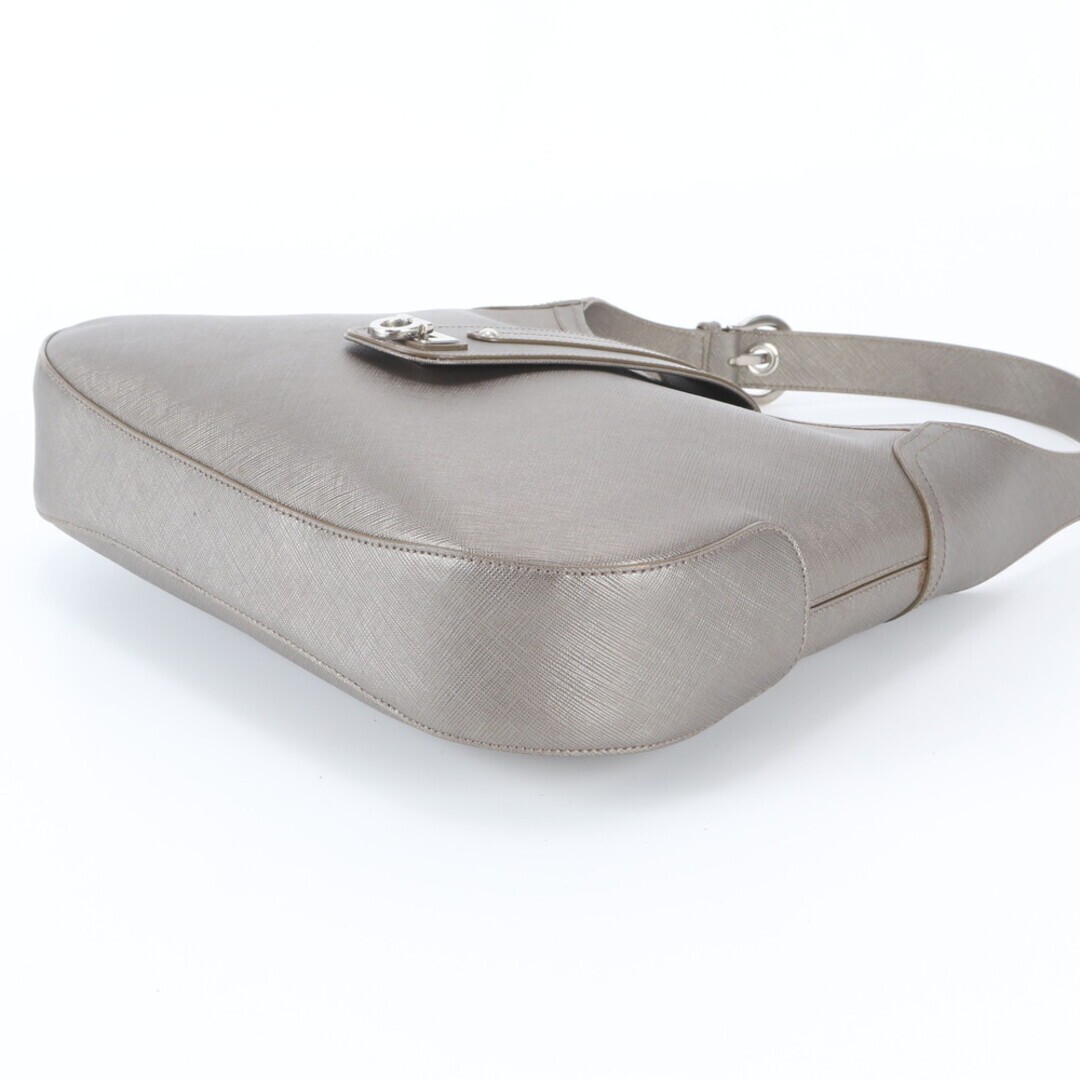 Salvatore Ferragamo Gancini Leather Shoulder Bag Beige Gray AQ 21 7335 Italy