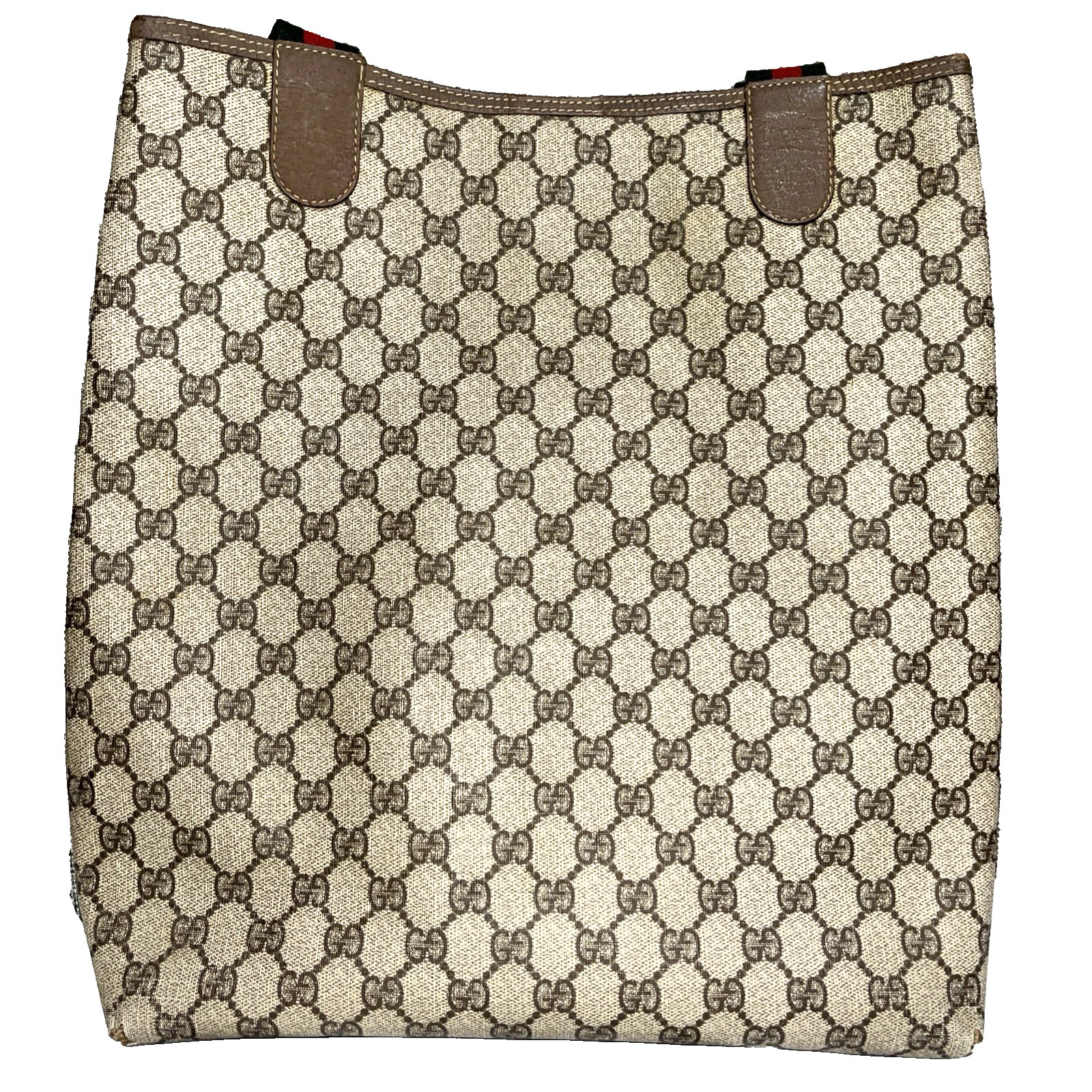 Vintage Gucci Sherry Line GG Canvas PVC Tote Bag Brown