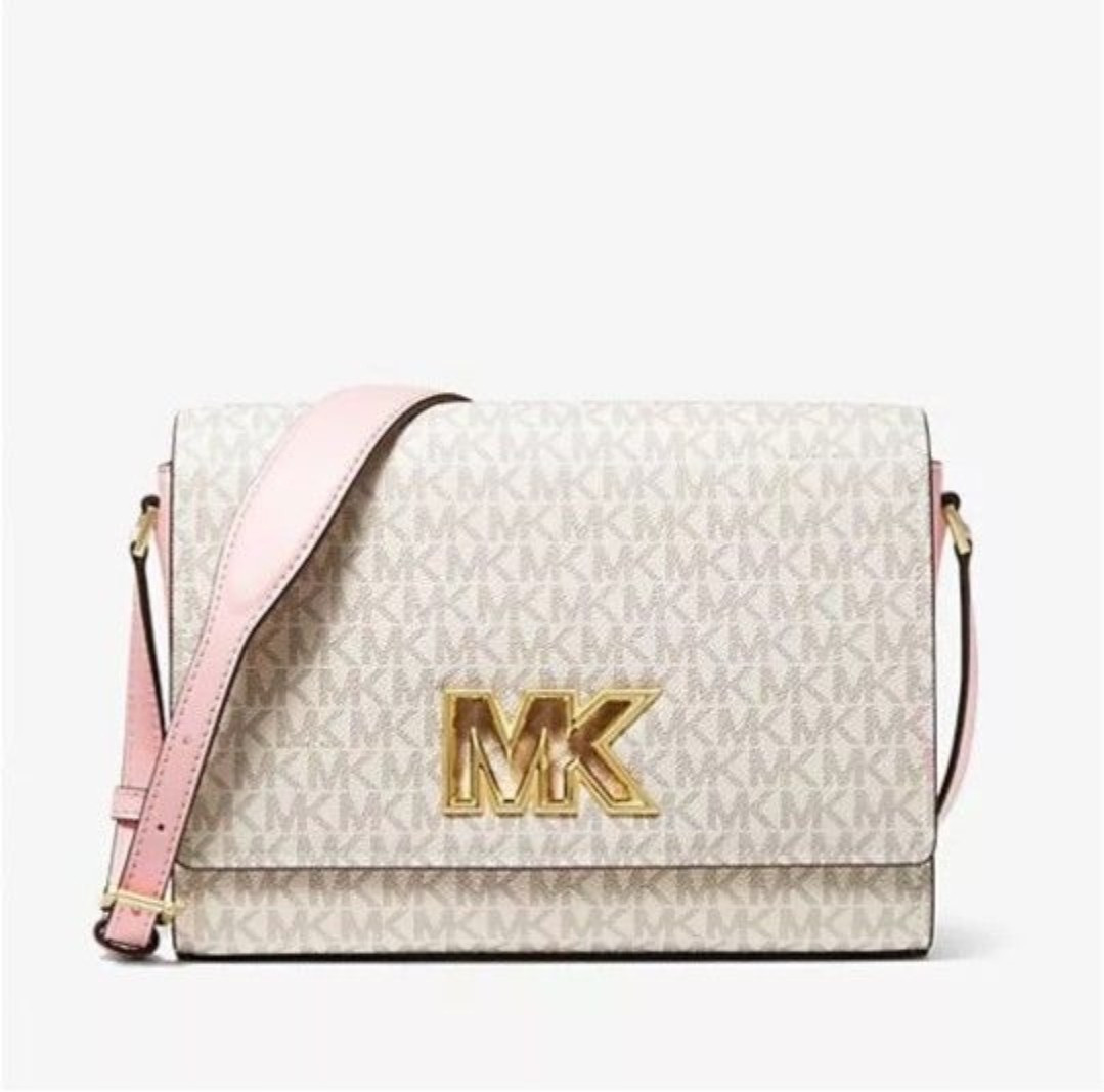 Michael Kors Mimi Medium Logo Messenger Crossbody Bag Powder Blush NEW🎀NWT