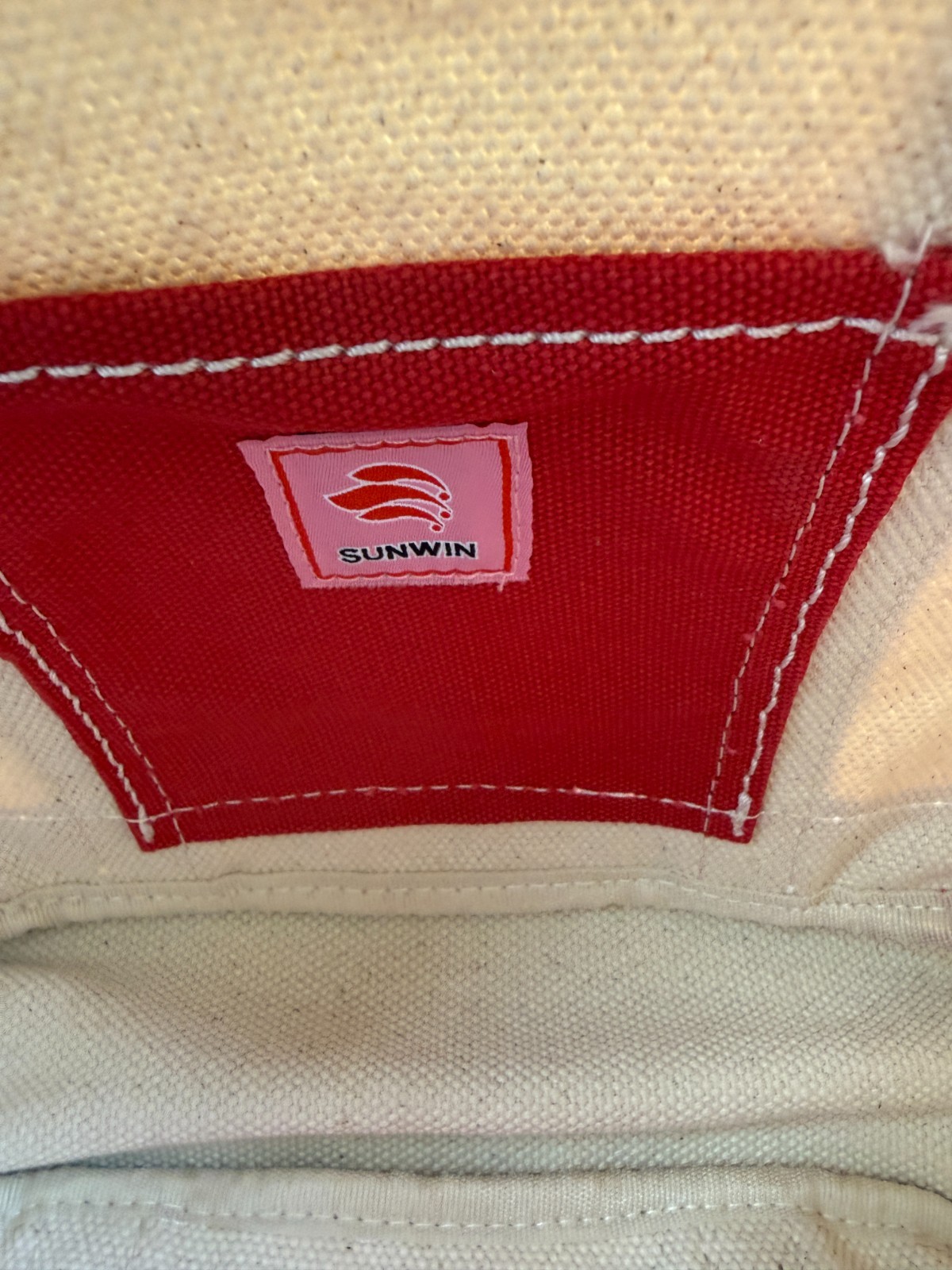 NEW VIRAL “It” Bag SUNWIN SMALL CANVAS BOATKIN BEIGE/ RED BOAT TOTE BAG