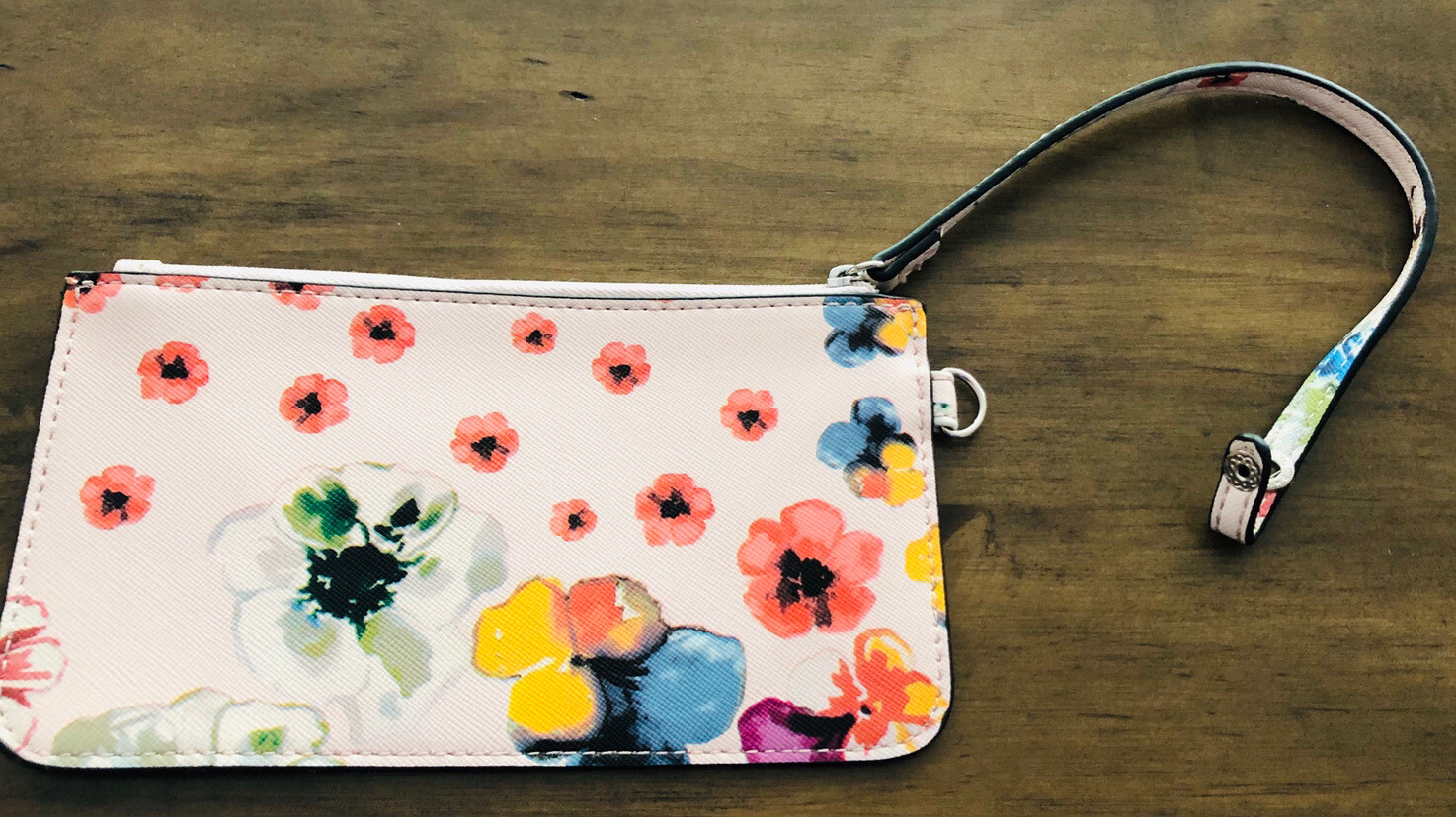 NINE WEST Pink Floral & Solid Blue Wristlet Wallet Clutch Bag Pouch Lot X2 EUC