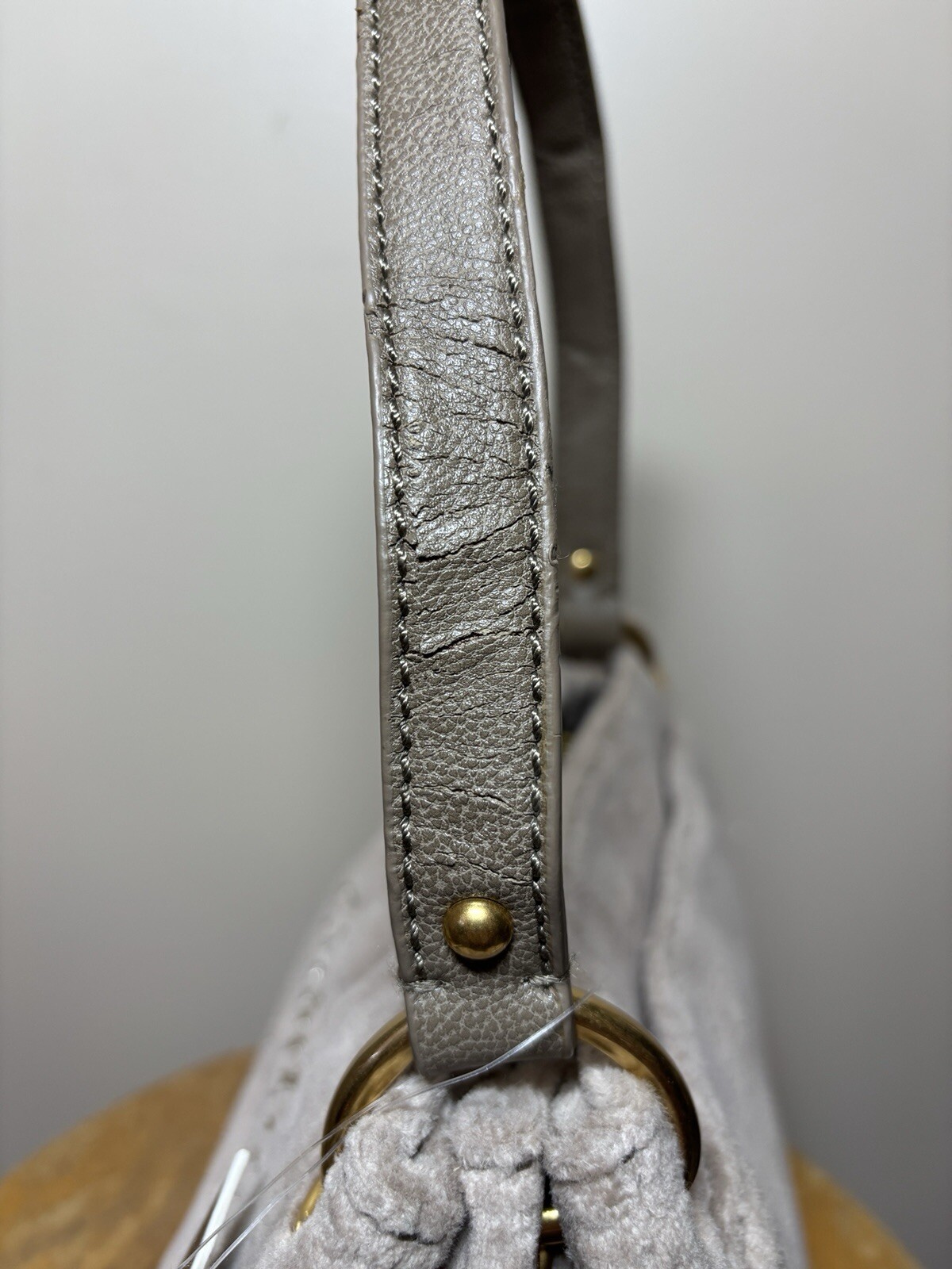 Juicy Couture Velour Handbag Beige Crown Rhinestones Y2K 2012 FLAW