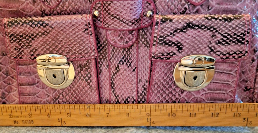 Vintage 90s Y2K Pink Python Vinyl Satchel Bag Purse Retro Mall Girl Handbag