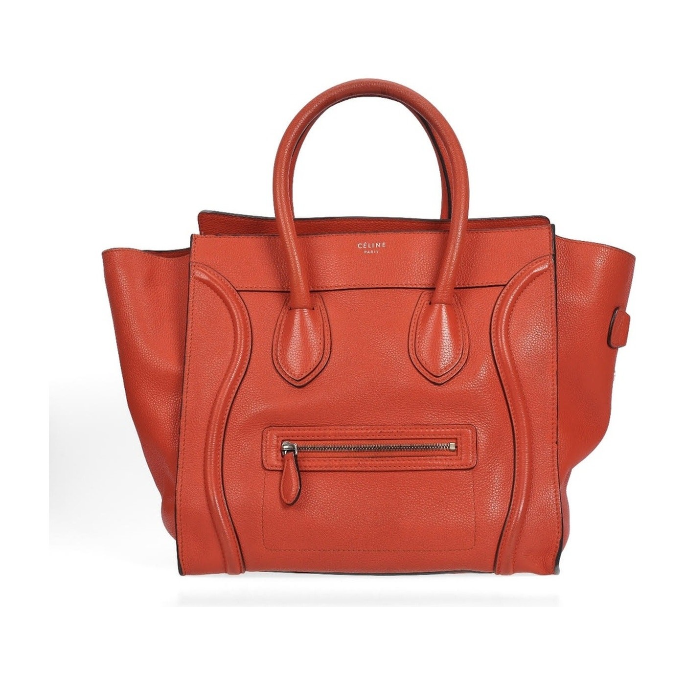 Celine Luggage Tote Coral Red Calfskin Top Handle Bag
