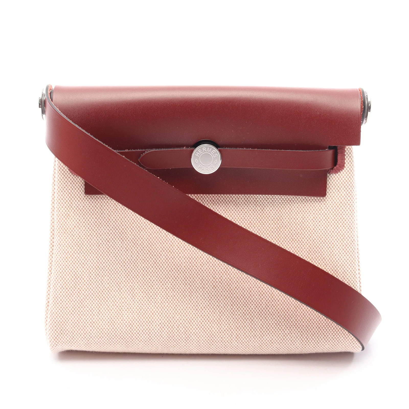 Hermes Shoulder Bag Bordeaux Canvas #RCB11195