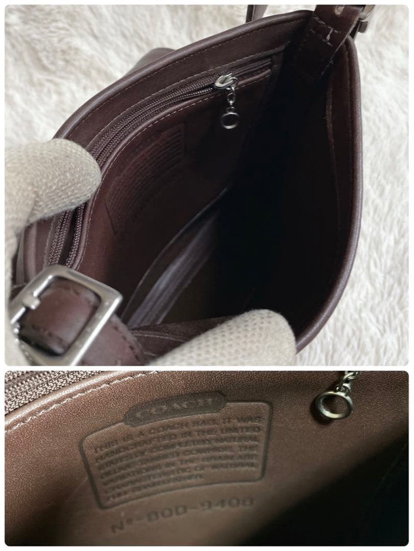 COACH Old flap all leather shoulder bag brown