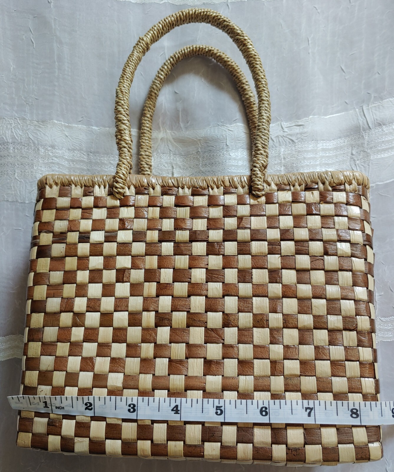 Vtg Jordache Straw Woven Weaved Box Purse Hand Shoulder Bag Y2k Rattan