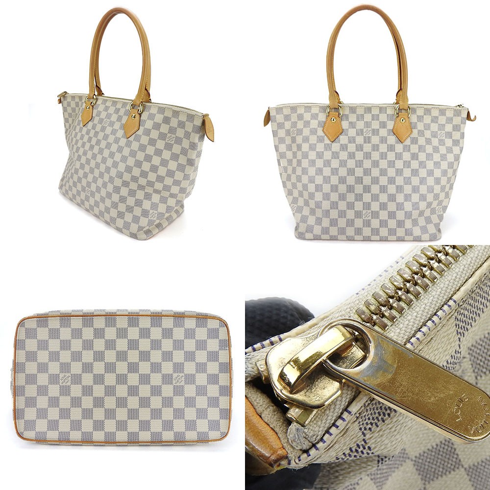 USED LOUIS VUITTON Handbag SaleyaMM N51185 Damier Azur/Nume leather white Ev…