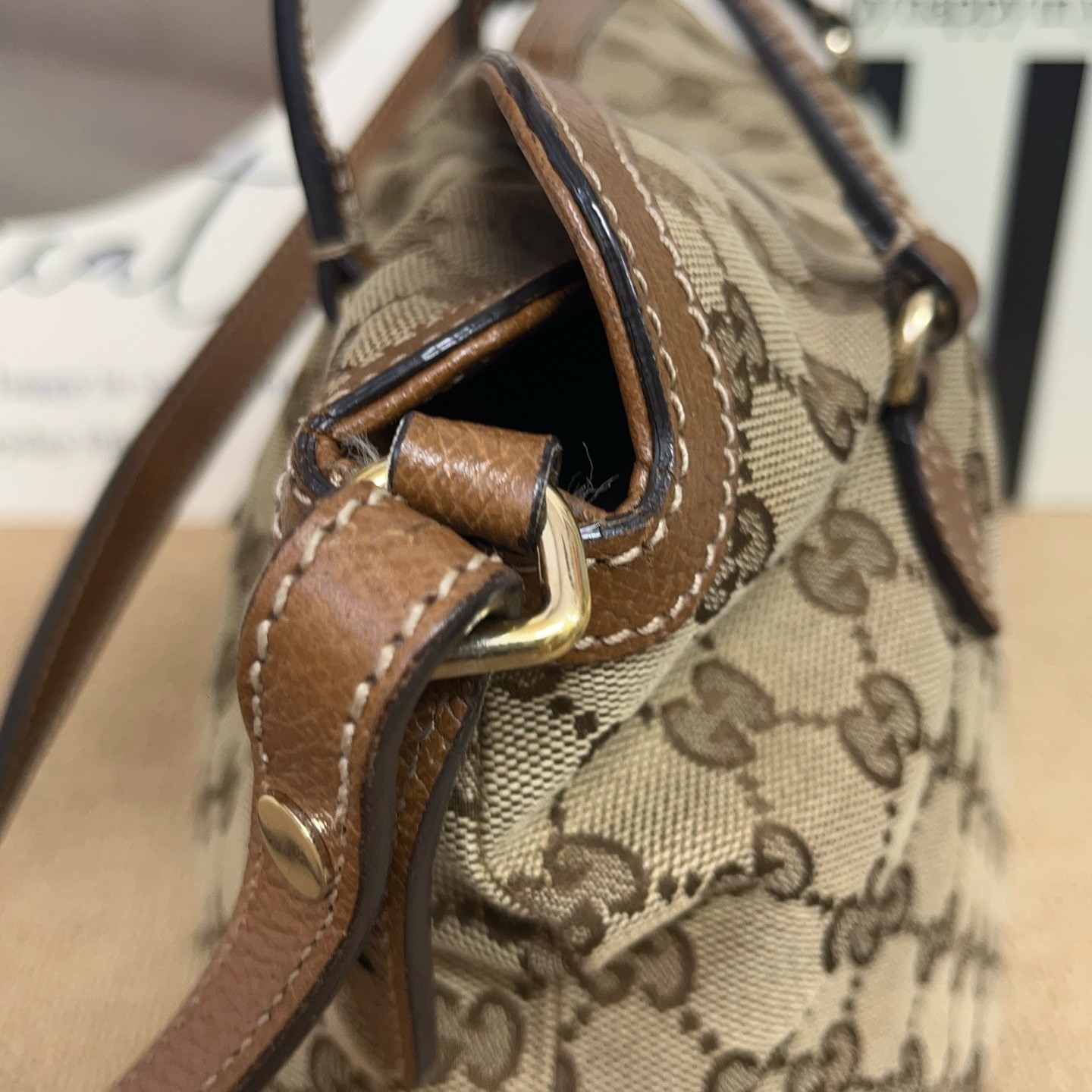 Gucci Pre-Owned Authentic Shoulder Bag Monogram 28*14*24 Canvas