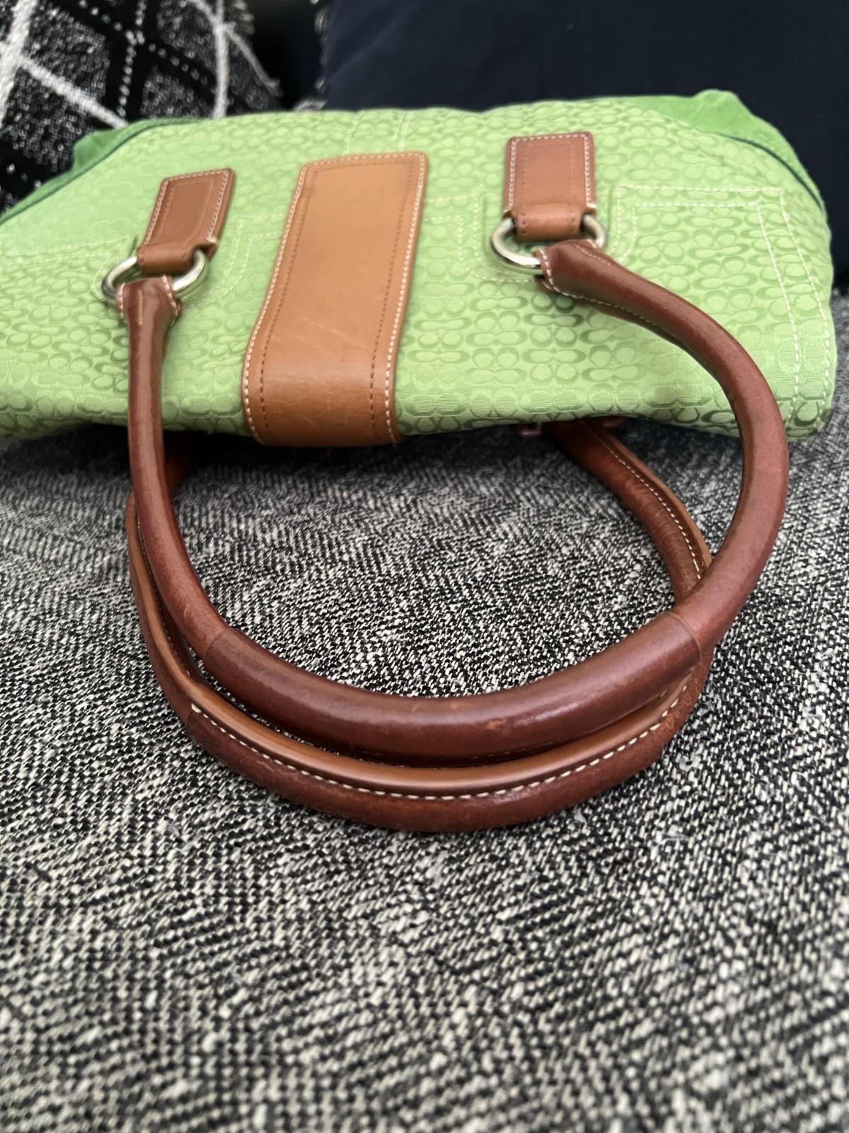 Rare Vintage Coach Green Soho Jacquard and Suede No.F10929