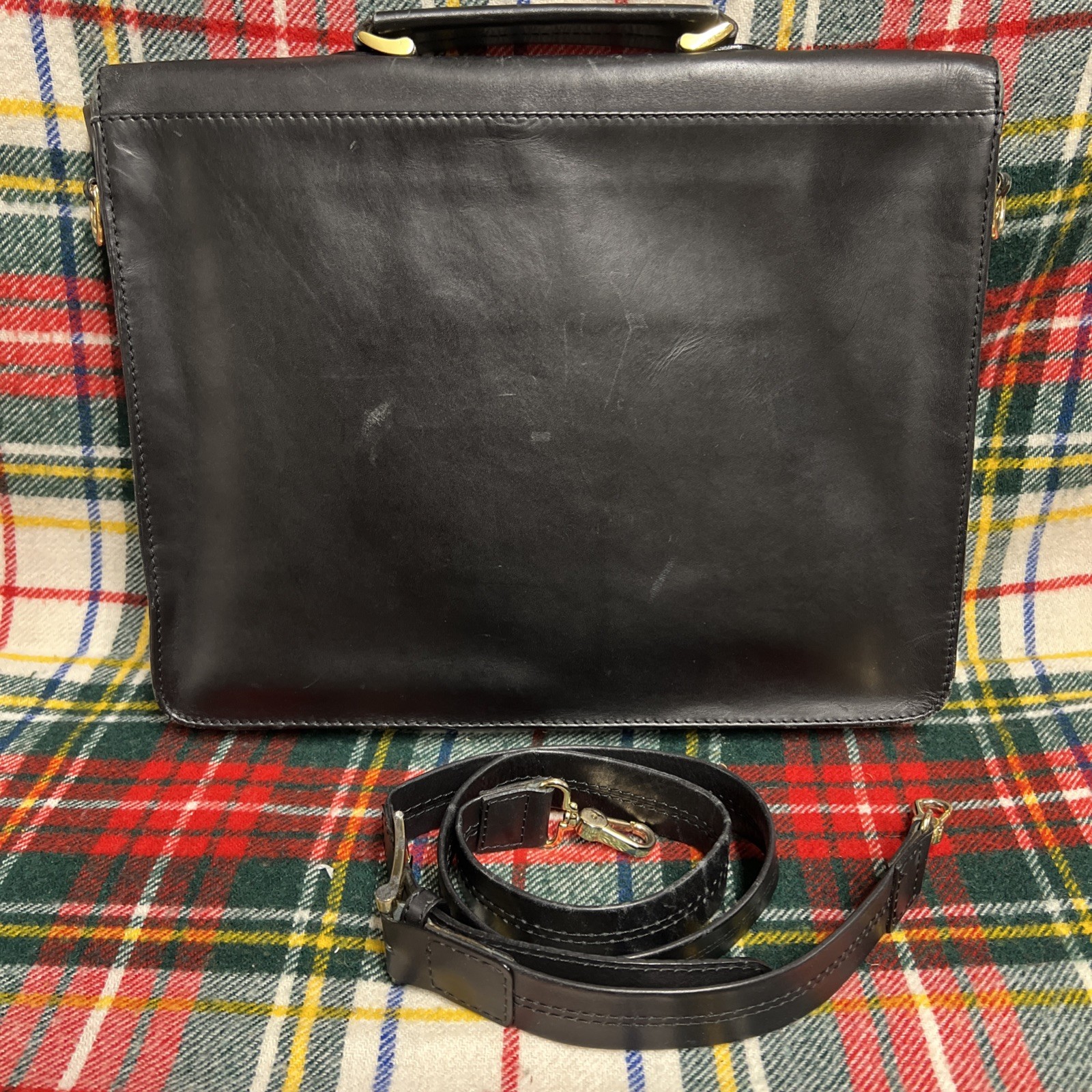Braun Buffel Black Leather Tote Shoulder Bag, Single Handle, Germany, Briefcase
