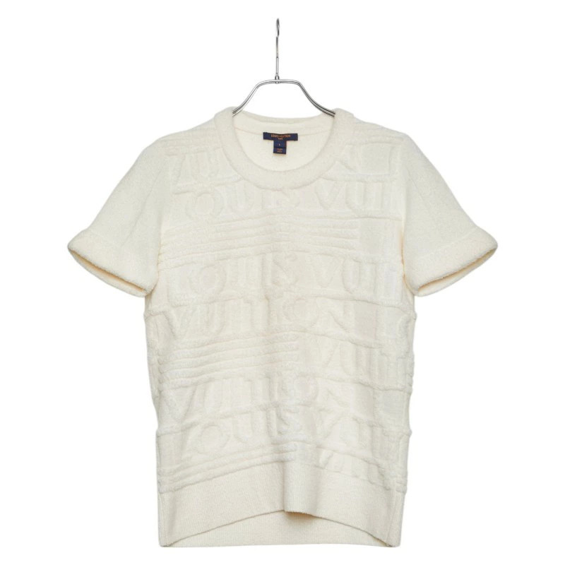 Louis Vuitton 3D Logo Wool Nylon Polyurethane Short Sleeve Knit Ivory Women’s