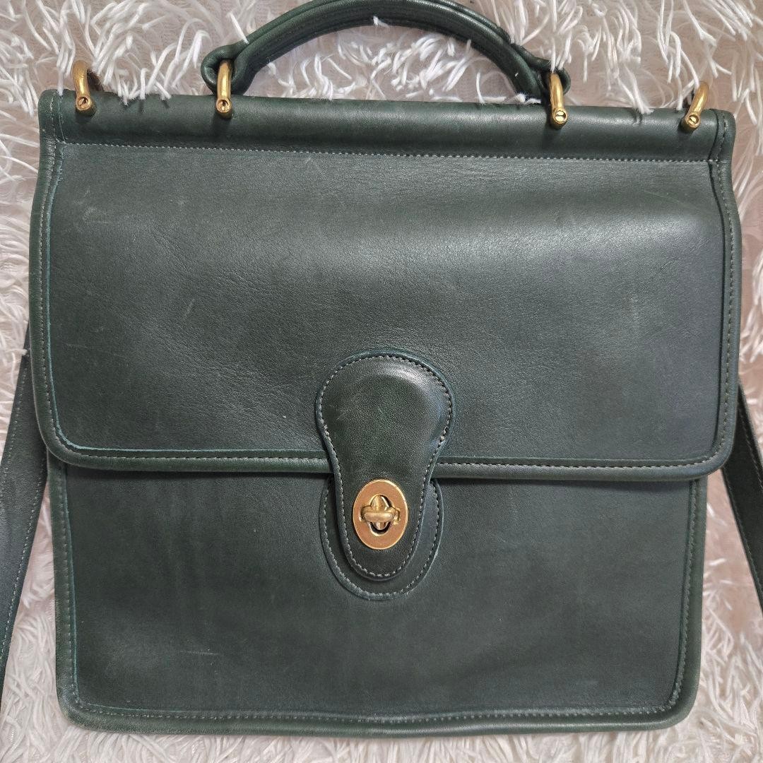 Coach Willis Green Leather Turn Lock 2Way Shoulder Bag 10.6in M87612 #2861