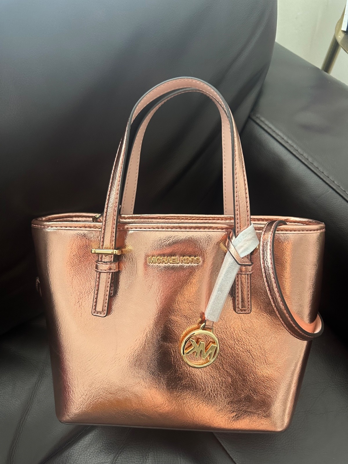 Michael Kors jet Set Rose Gold Tote travel bag primrose metallic
