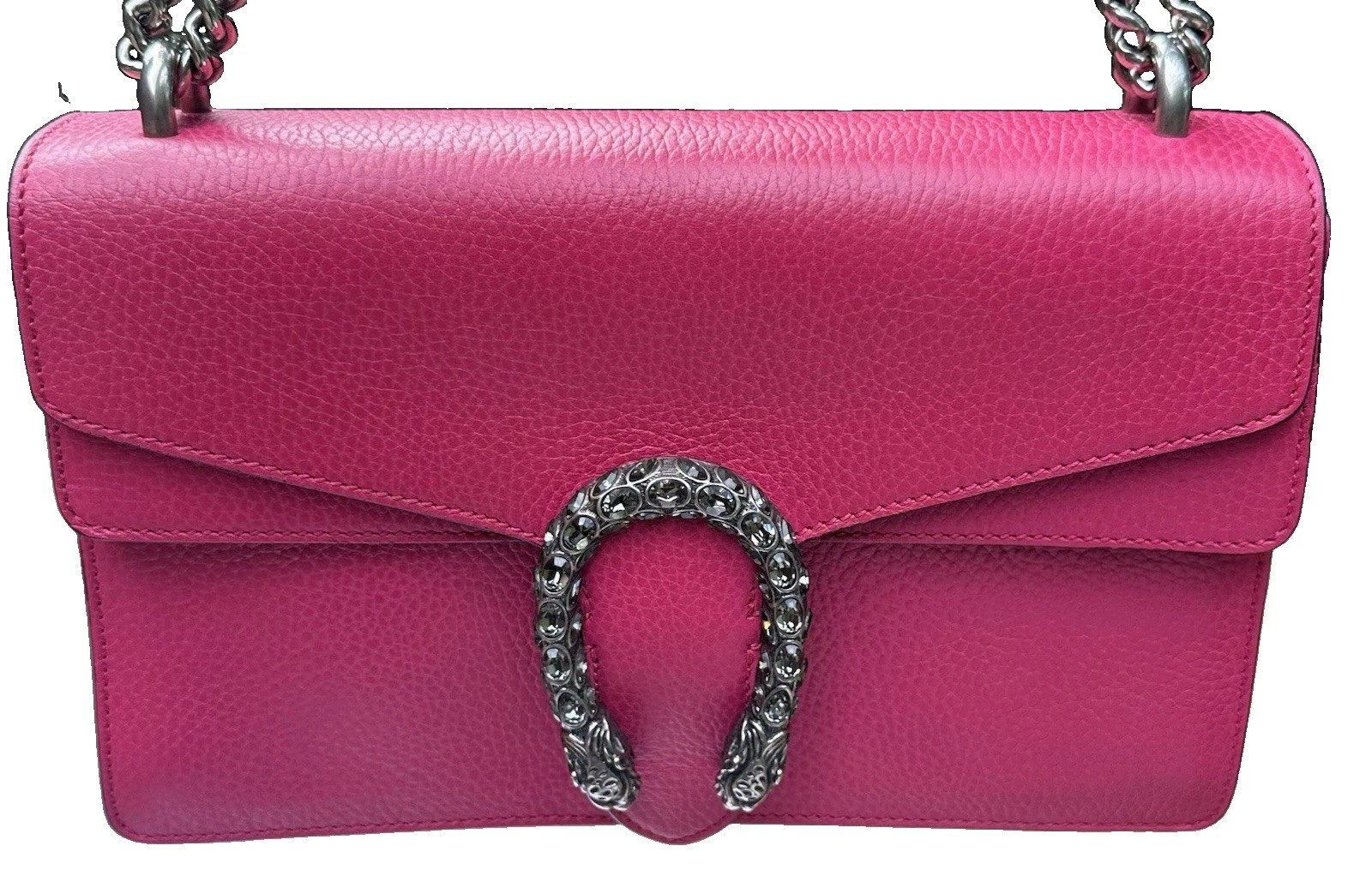 Gucci Dionysus Small Pink Leather Shoulder Chain Bag Crystal Tiger Head Excellen