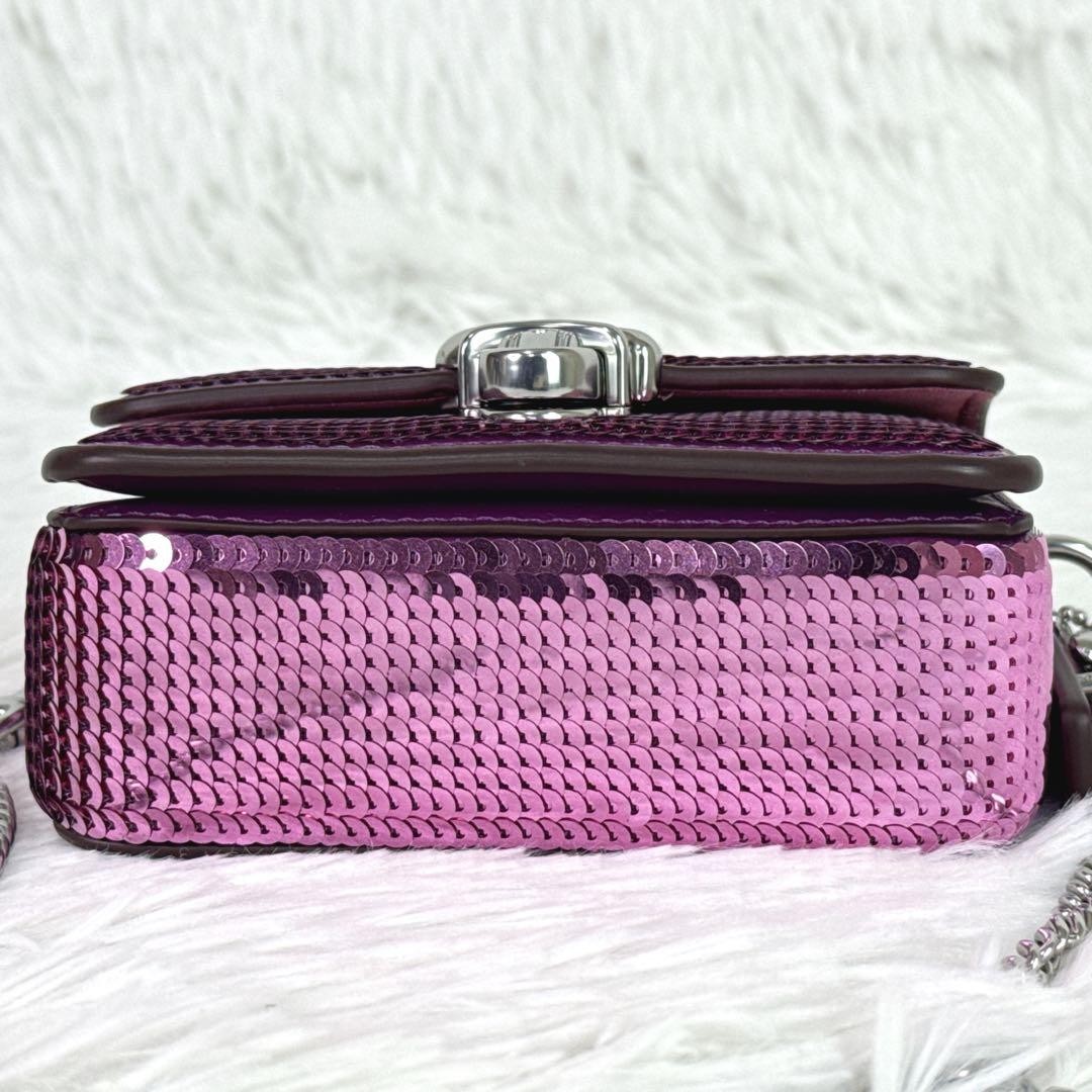 COACH Studio 12 Sequin Micro Bag Dark Magenta Leather Used in Japan Authentic