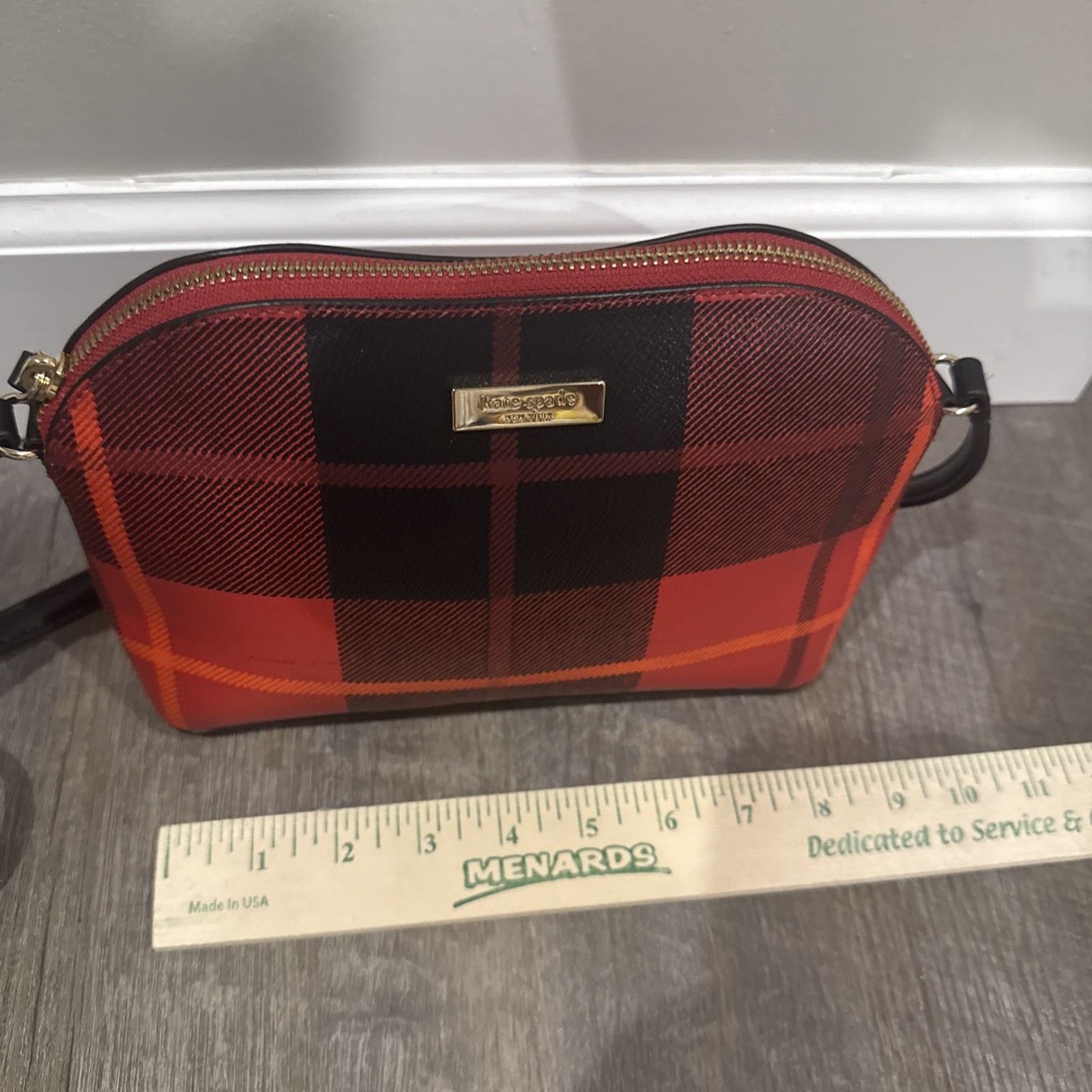 Kate Spade Crossbody Purse Bag Plaid Red Black Preppy Holiday