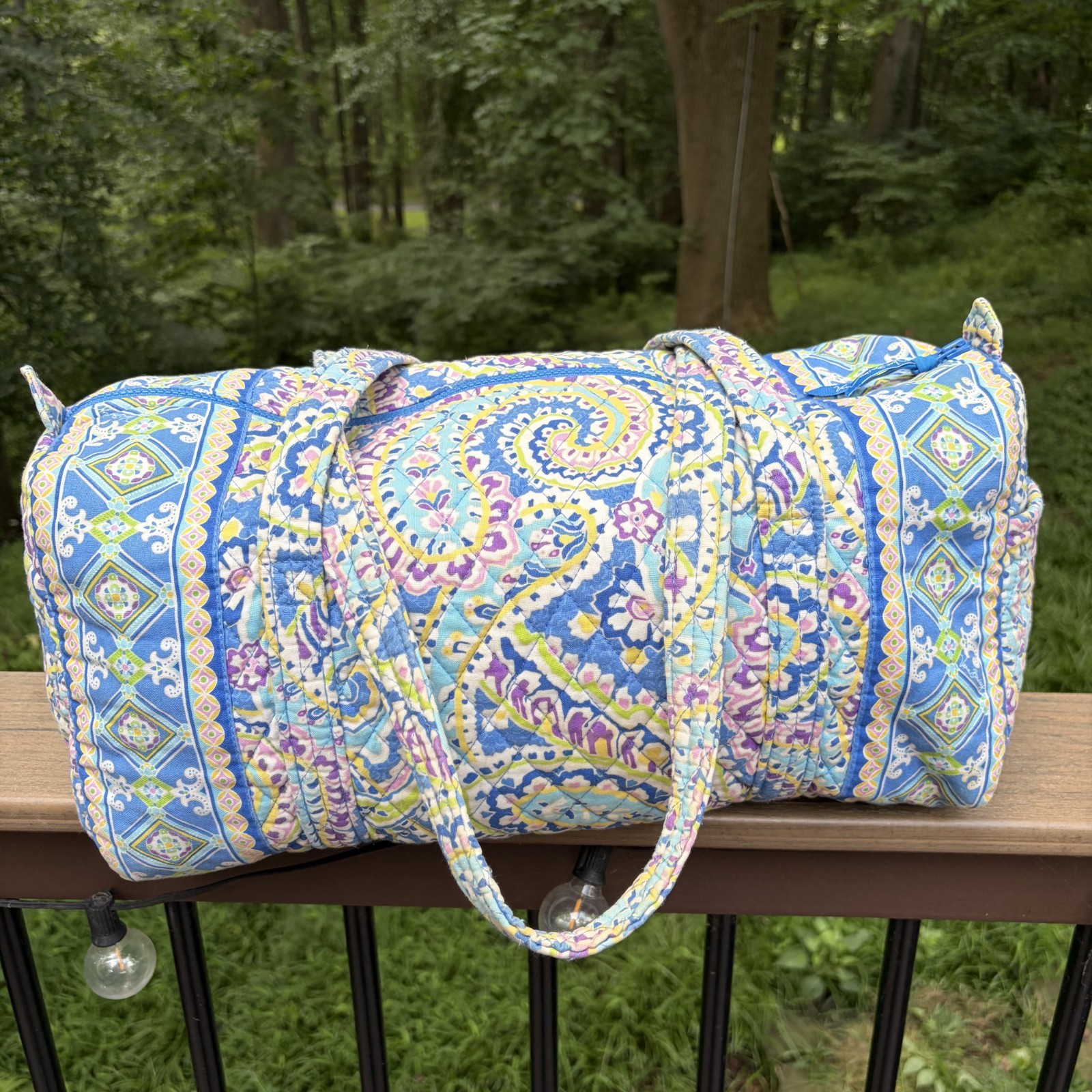 Vera Bradley Capri Blue Small Duffel Bag EUC From 2007 No Visible Flaws