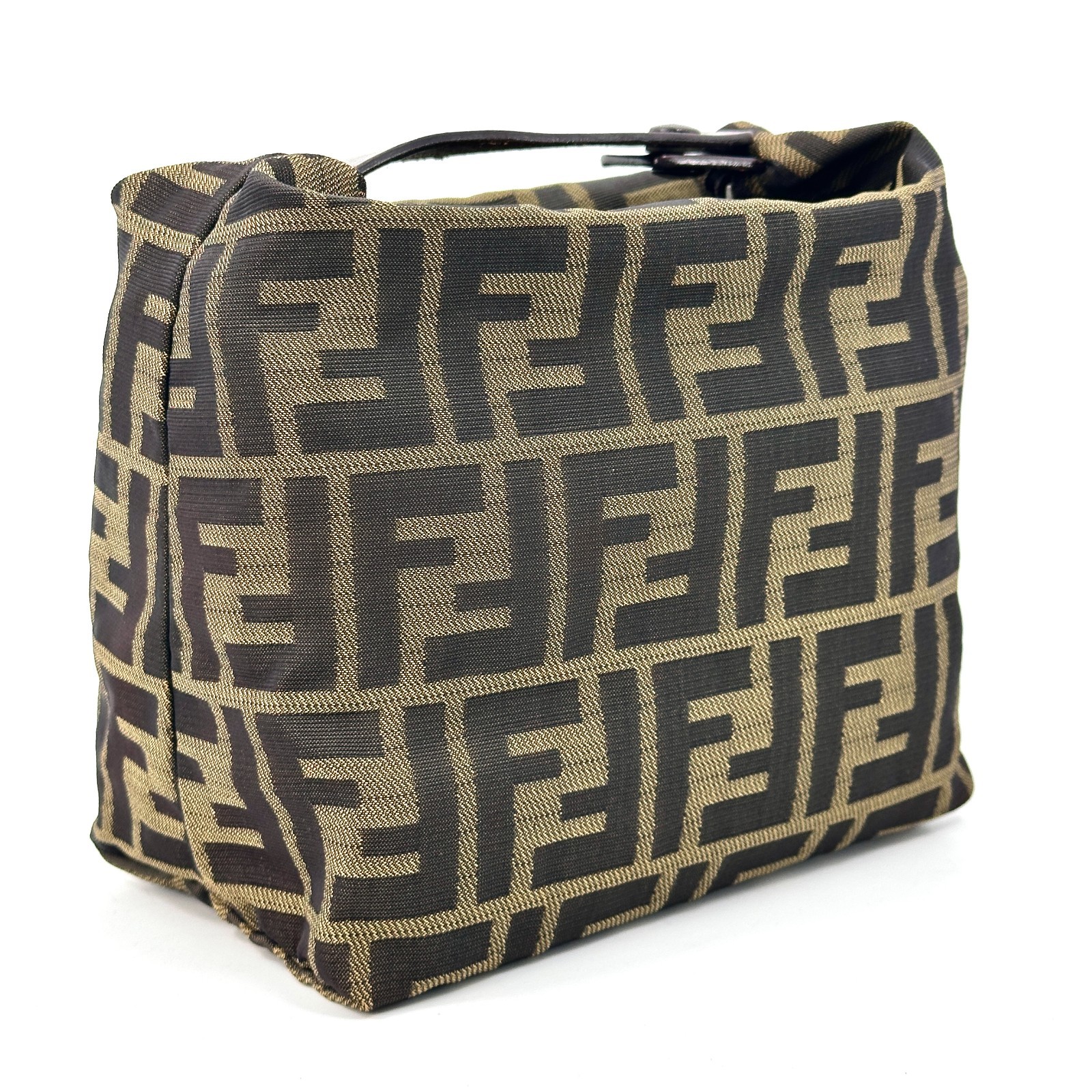 Fendi Pouch Vanity bag Zucca Mini Hand bag Nylon Authentic 517T0463