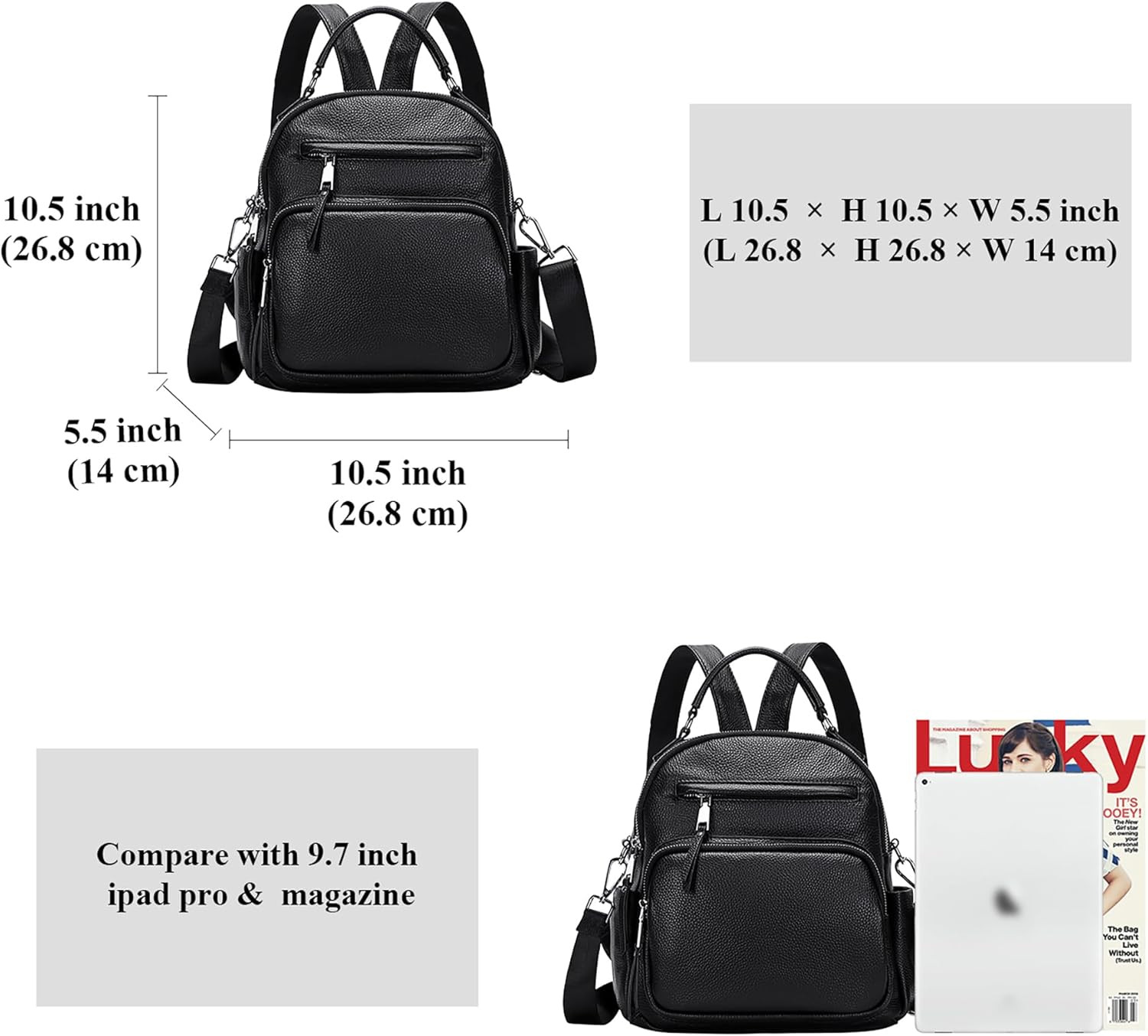 Chic 4-in-1 Genuine Leather Convertible Backpack Purse for Women