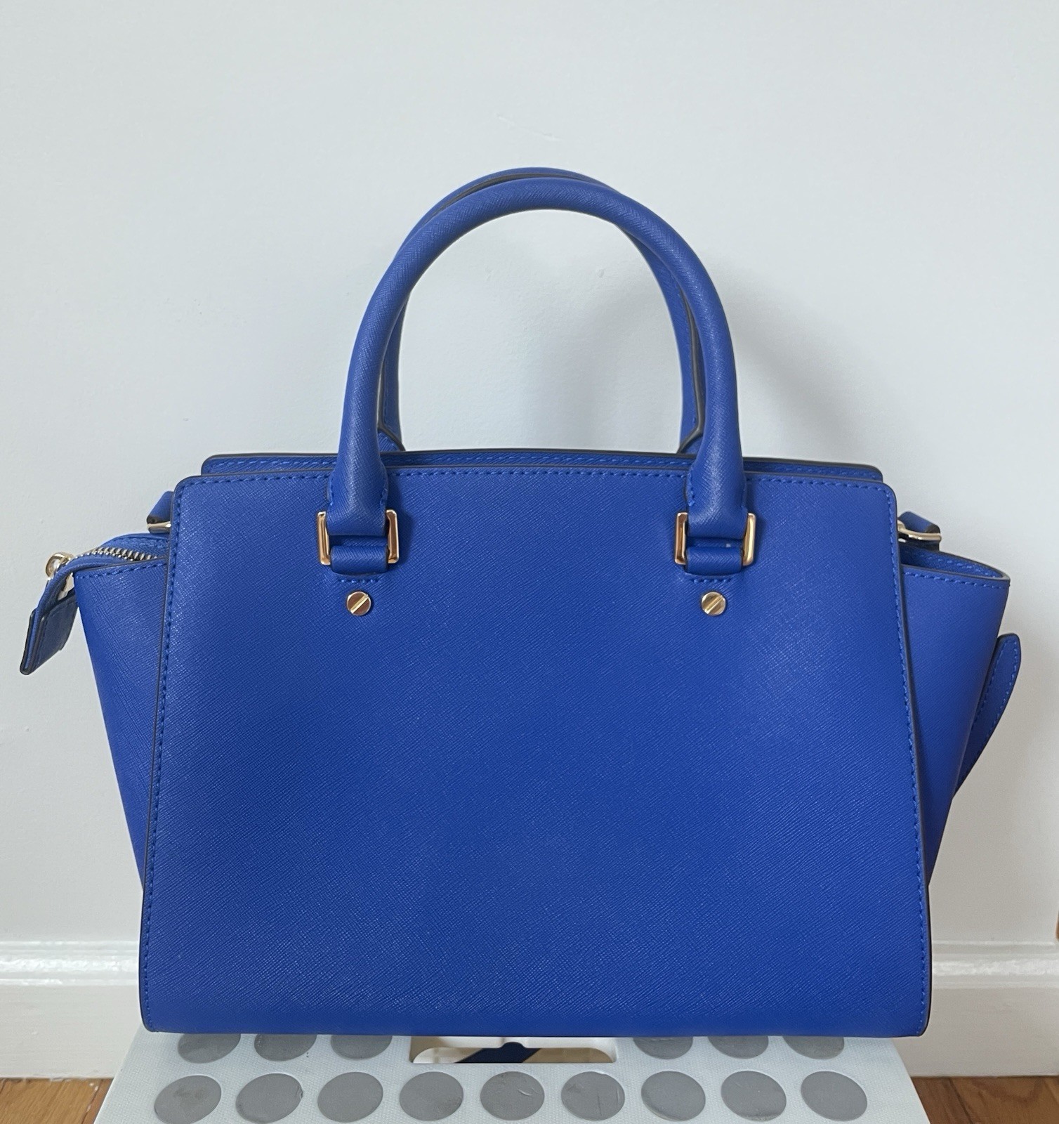 Michael Kors Electric Blue Satchel Handbag 14x9x5 w/ Gold Hardware