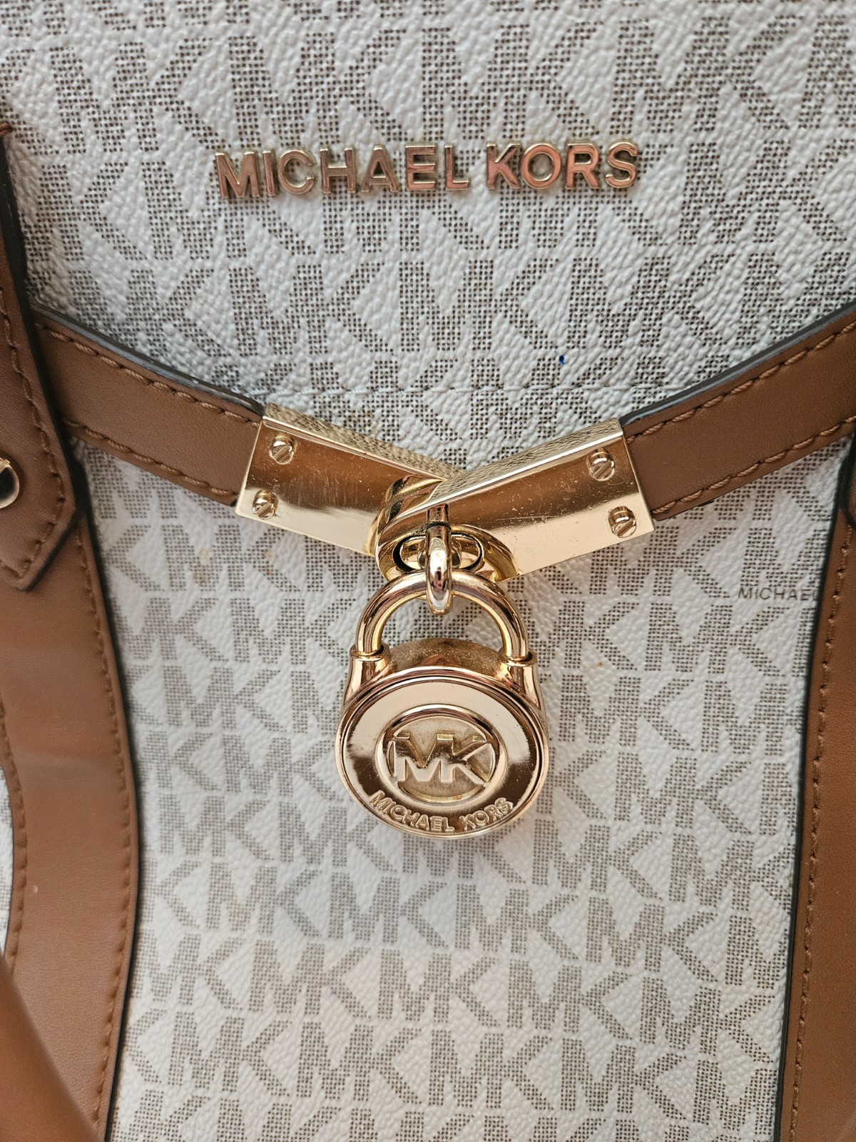 Michael Kors Signature Satchel Brown/Beige Hamilton Style