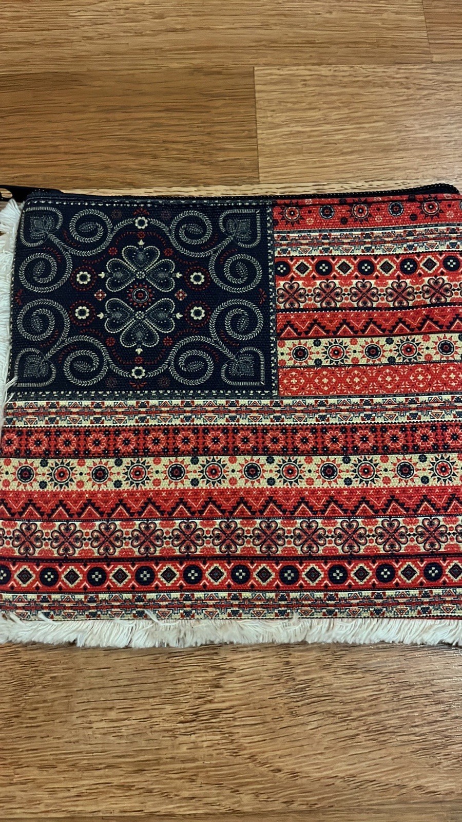 American flag NWOT Bohemian Patterned Clutch Purse with zipper tassel