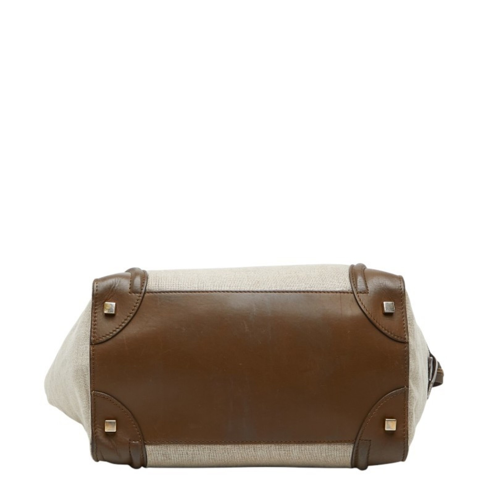 Celine Luggage Mini Shopper Handbag, Beige Brown Canvas Leather, W… GZl1i0cb