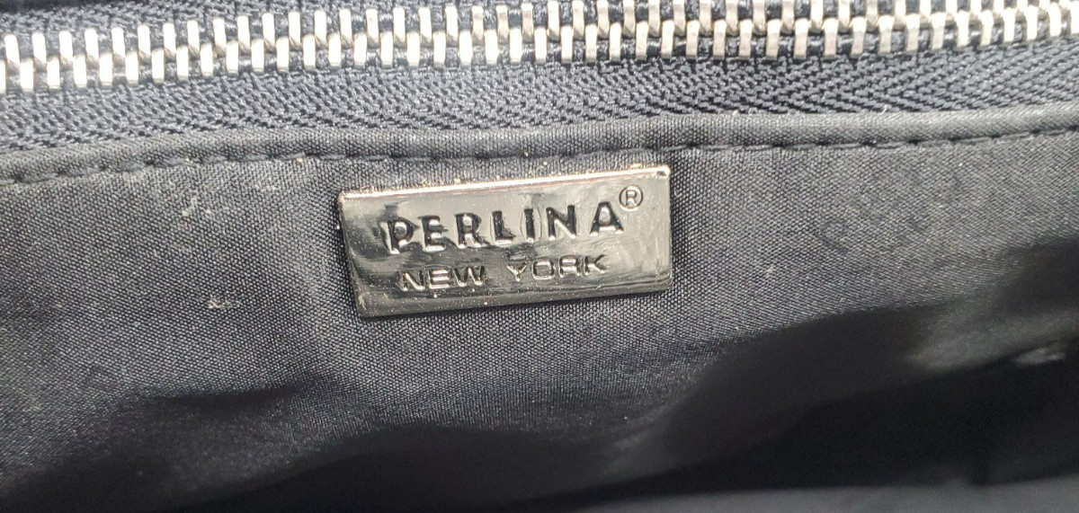 PERLINA Black Shoulder Bag Purse Tote Leather Multi Compartments and Pockets (U4