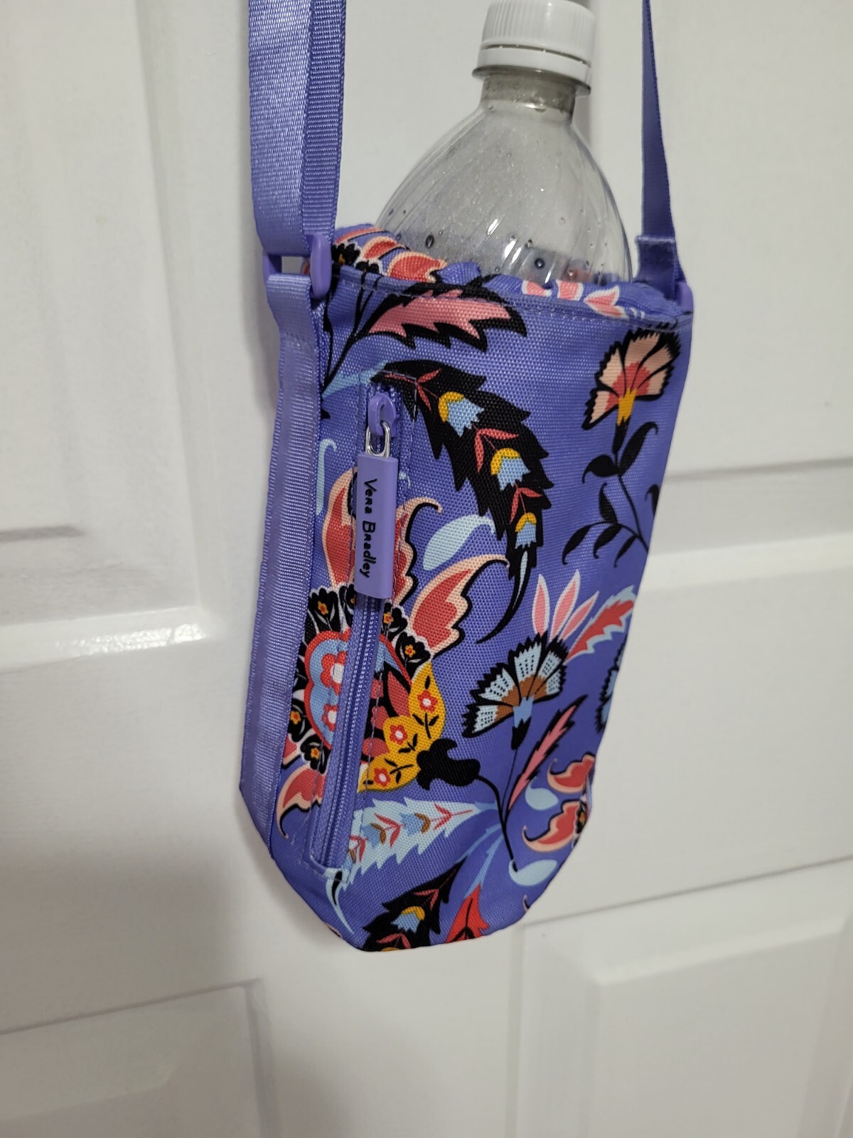 Vera Bradley Purple Mural Garden Water Bottle Crossbody Bag Nwot