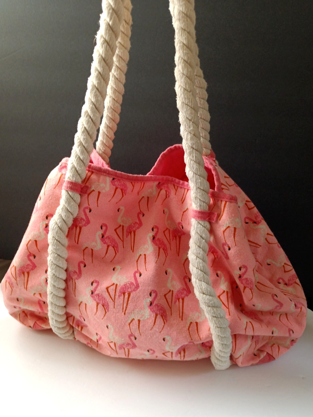 Flamingo Beach Bag Pink Tote Market Bag Shopping Travel Birds Nature Snap Close