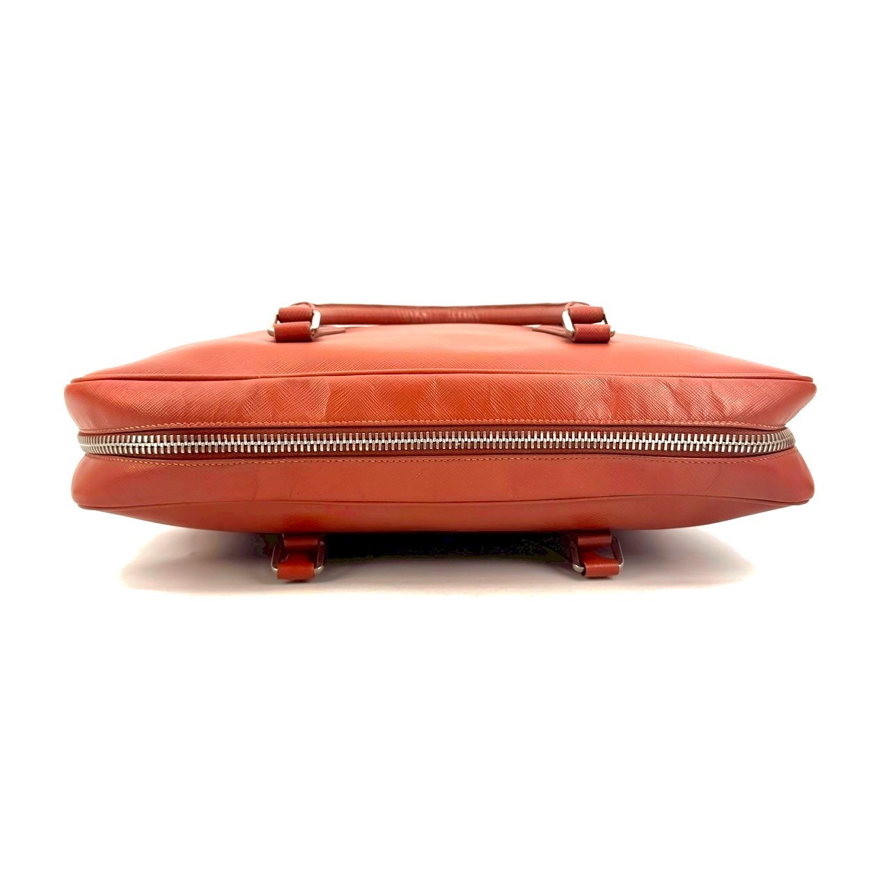 Prada Saffiano Briefcase Business Bag Leather Terracotta Orange Brown Authentic