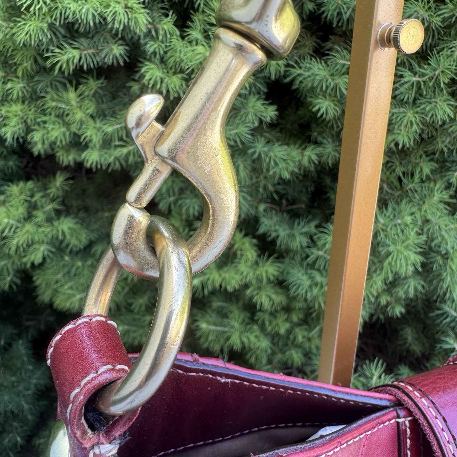 Coach Hampton Slim Hobo In Stunning Deep Red Embossed Leather And Brass Hardware