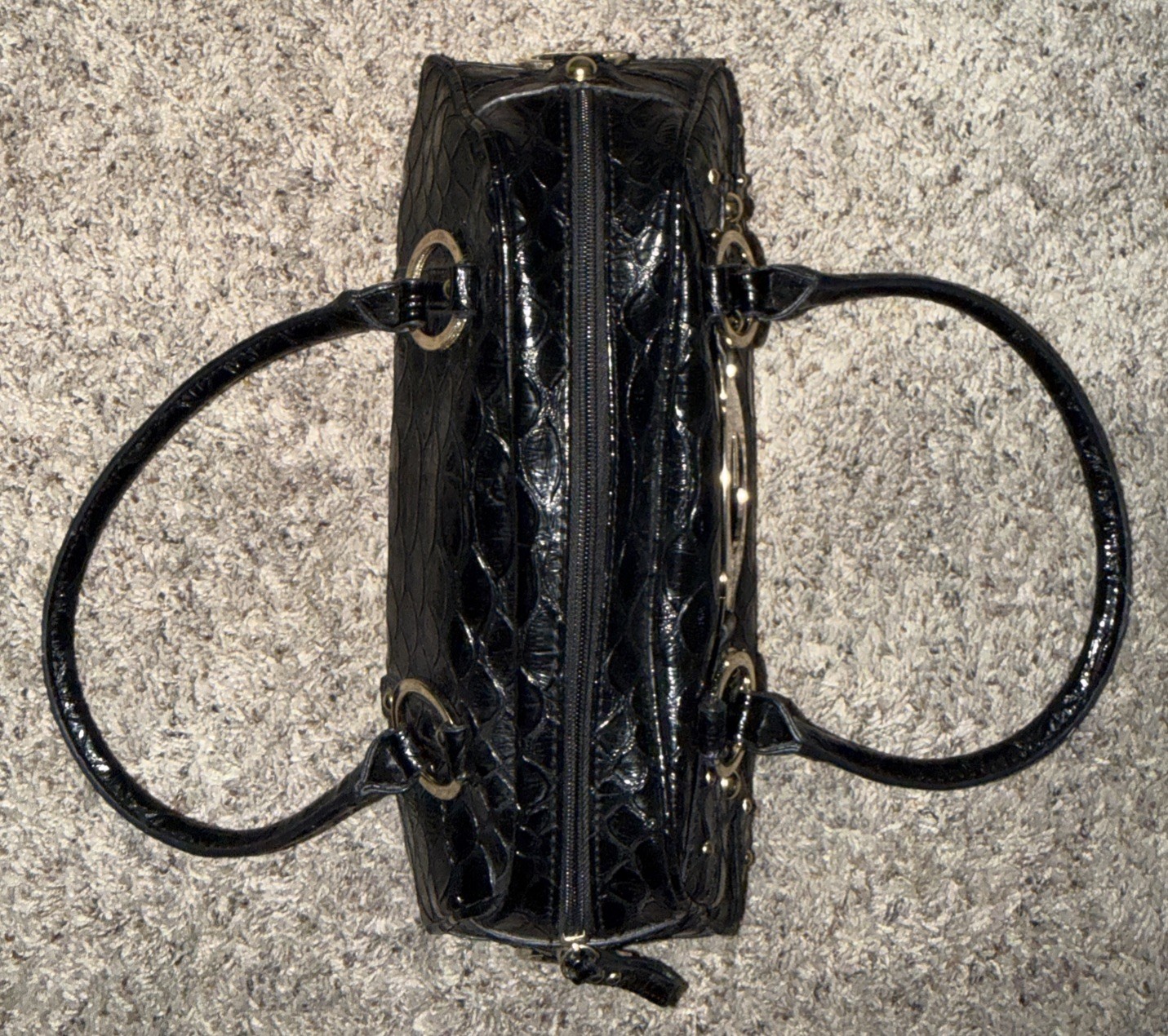 Y2K Guess Black Croc Embossed Studded Shoulder Bag Large G Logo 2000s Purse